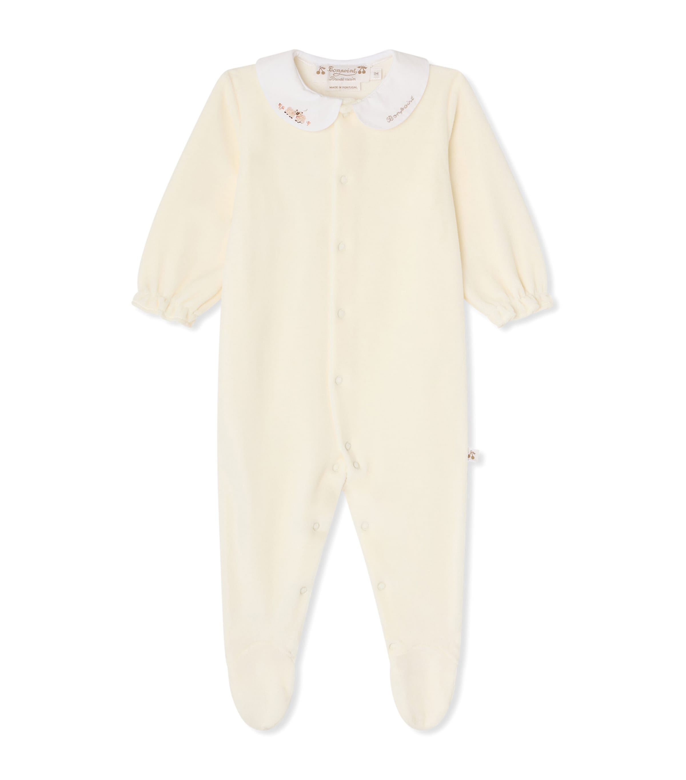 Bonpoint Embroidered-Collar All-In-One (1-18 Months) Blanc Lait Image 1