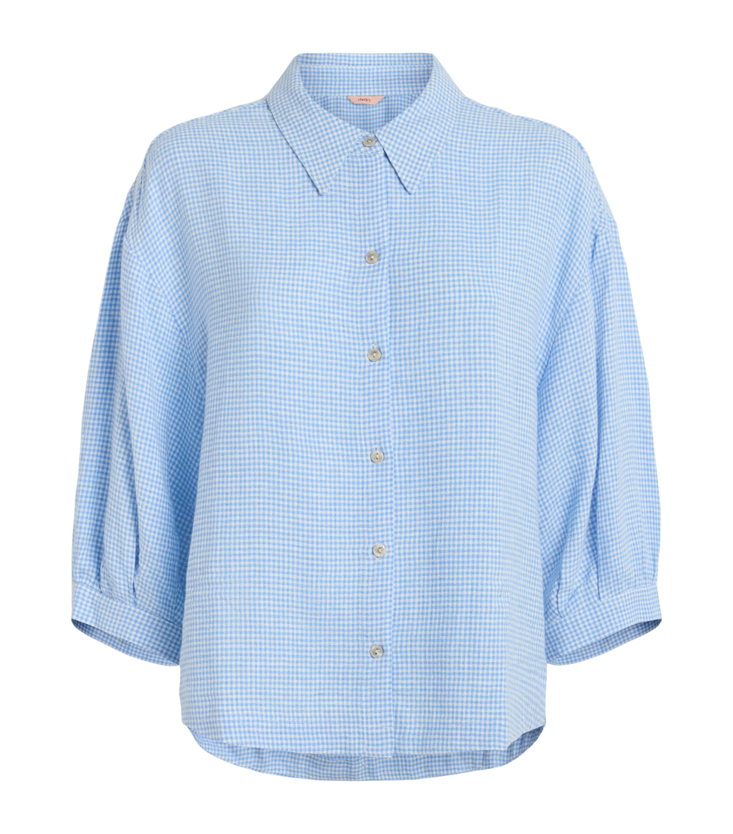 Eberjey Womens Linen-Blend Gingham Pyjama Top Gwsb Gingham Wh Image 1