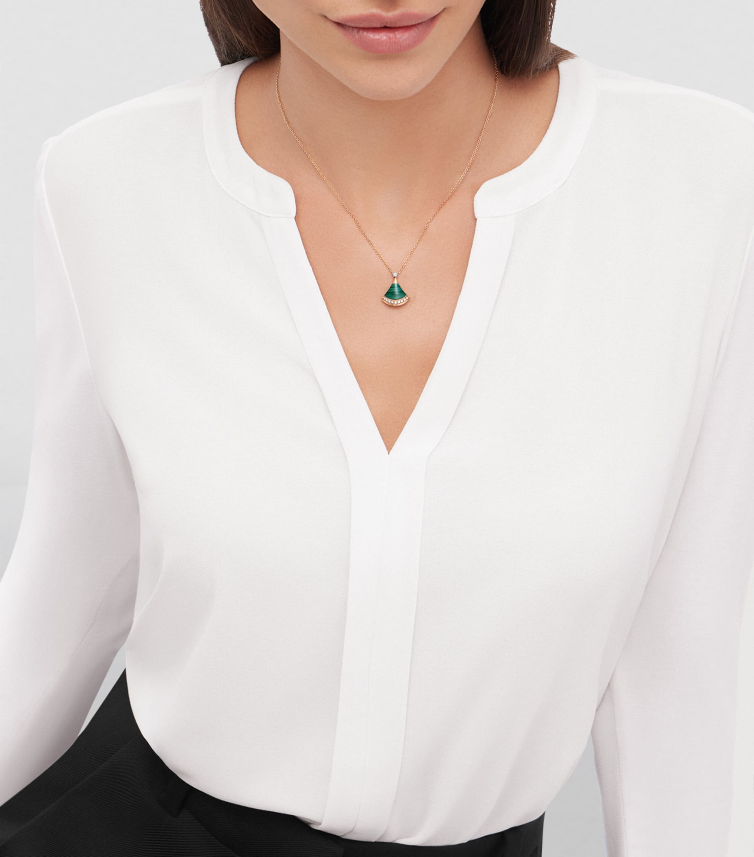Rose Gold, Diamond and Malachite Divas' Dream Necklace PINK GOLD Image 5