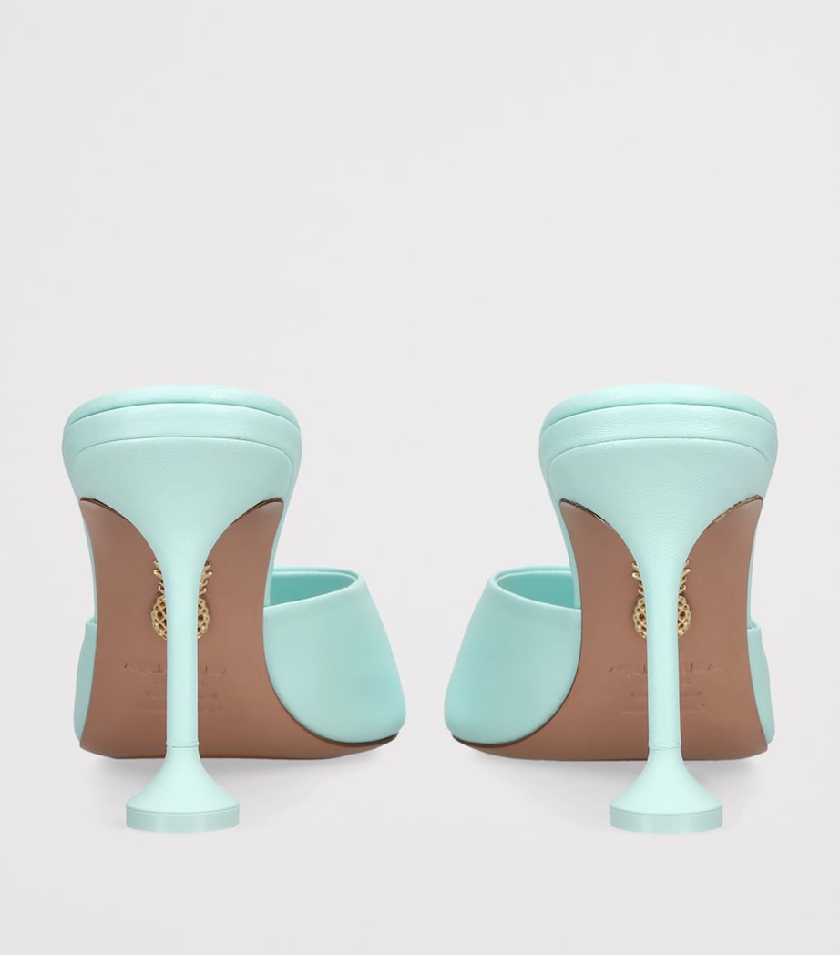 Aquazzura Leather Bisous Mules 85 Pale Blue Image 2