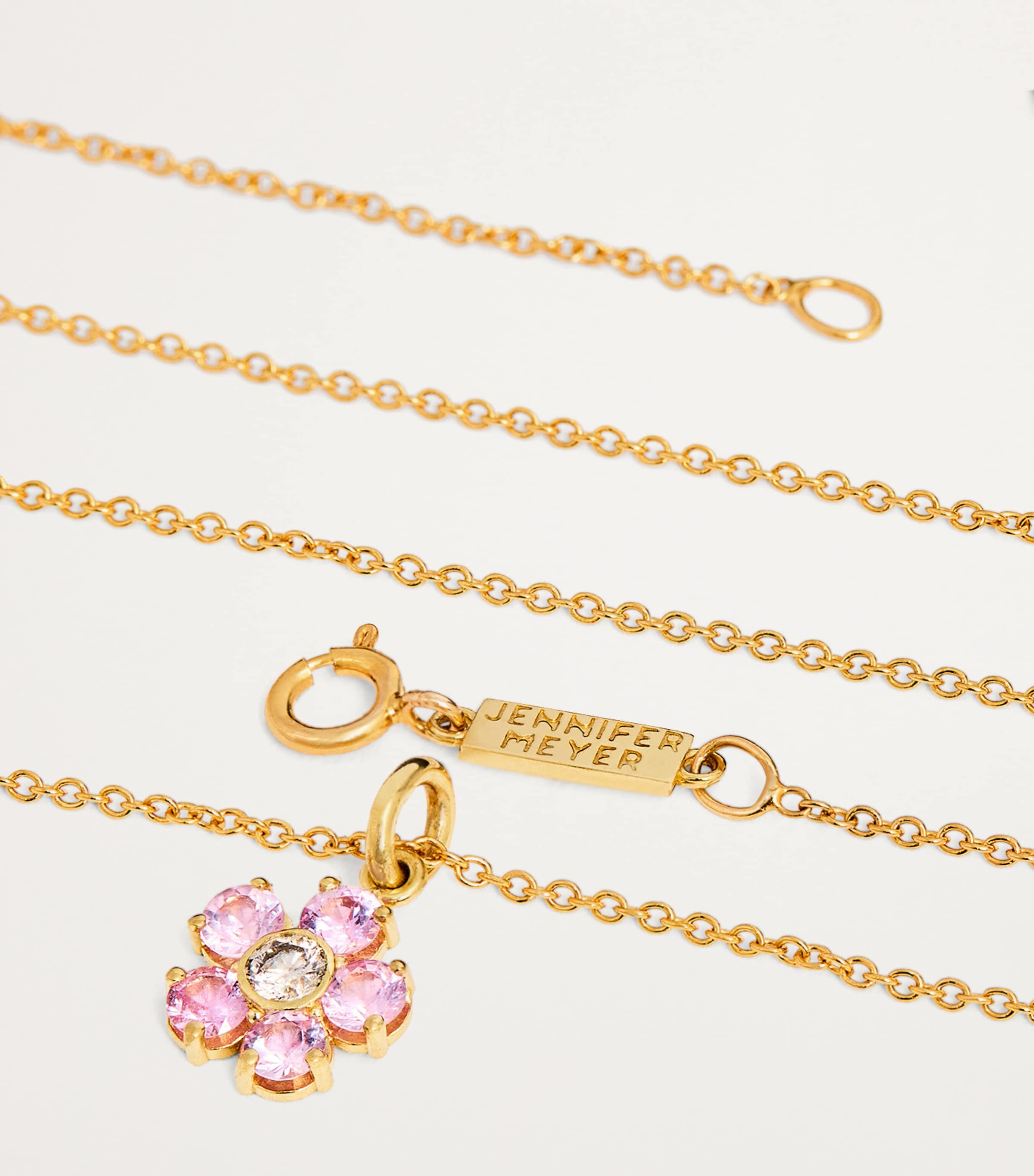 Jennifer Meyer Large Yellow Gold, Pink Sapphire and Diamond Flower Necklace Yellow Gold Image 5