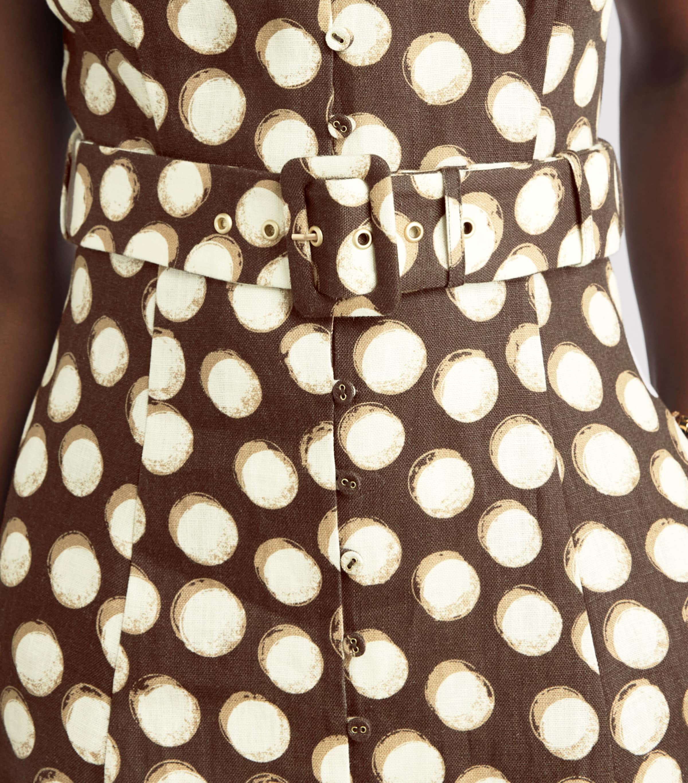 ALEMAIS Womens Linen Paula Midi Dress Chocolate Image 3