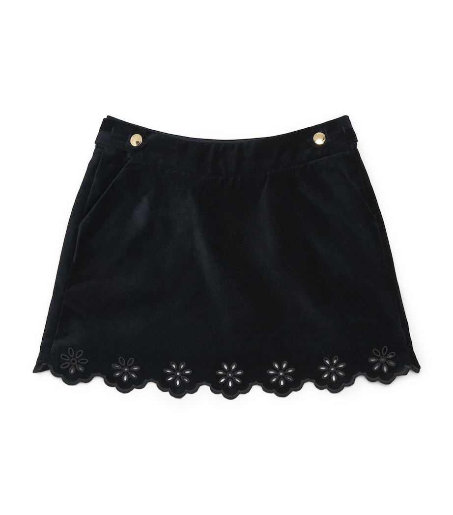 Velvet Embroidered Skirt (14 Years) BLUE Image 1