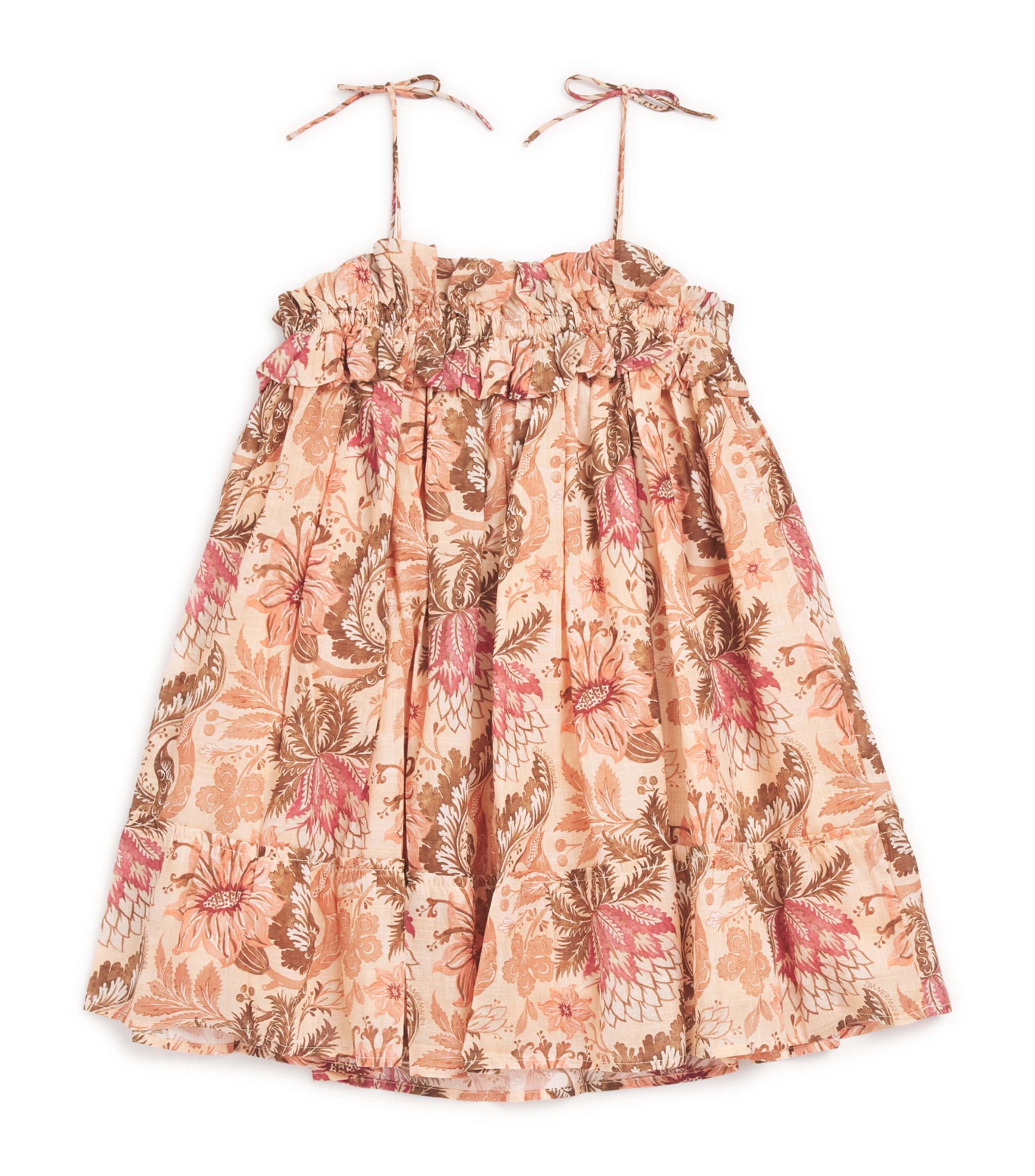 Cotton Floral Daylight Dress (1-12 Years) STAMP FLORAL PEACH Image 1