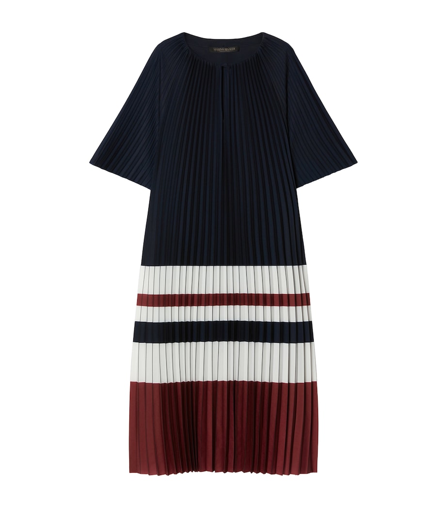 Stripe Pleated Midi Dress CHERRY Image 1