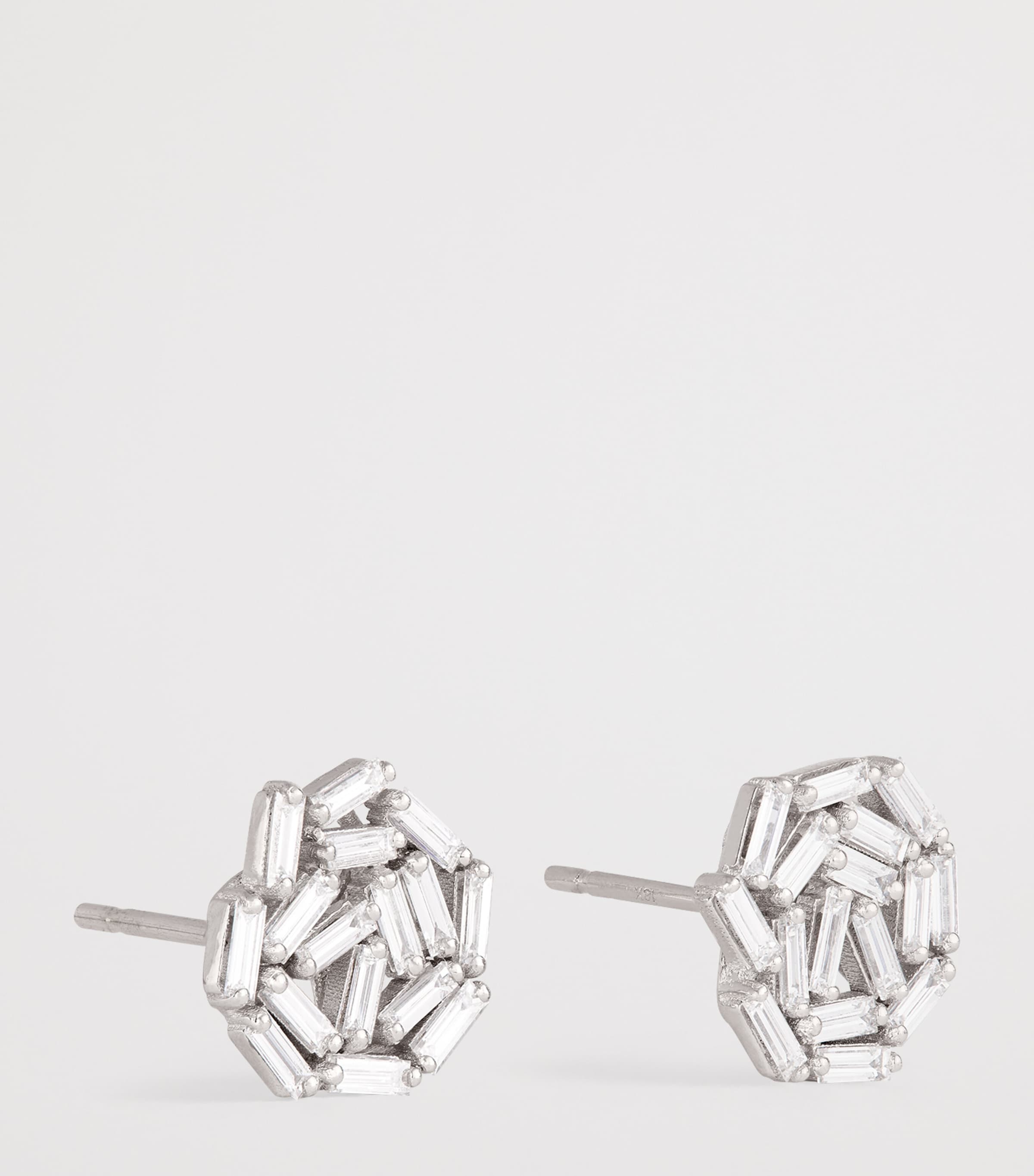 White Gold and White Diamond Classic Fireworks Stud Earrings 18K WG/WD Image 3