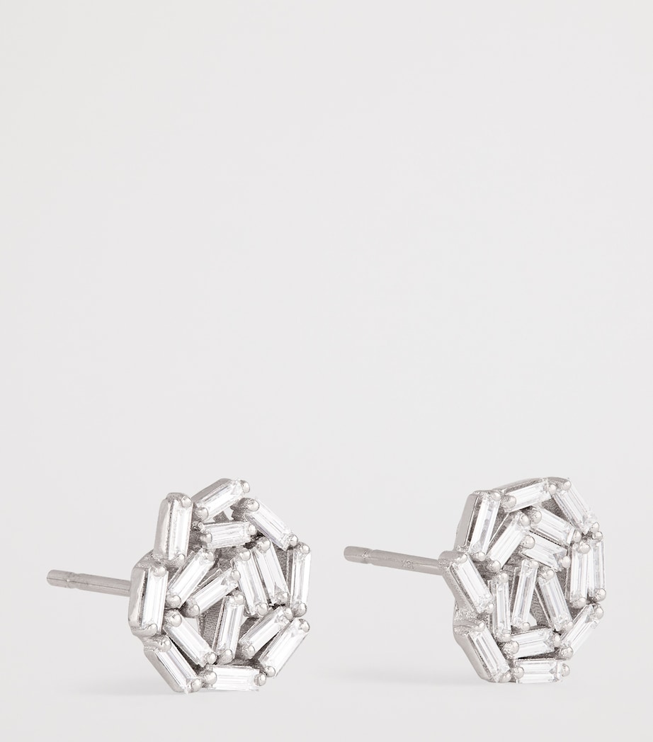 White Gold and White Diamond Classic Fireworks Stud Earrings 18K WG/WD Image 3