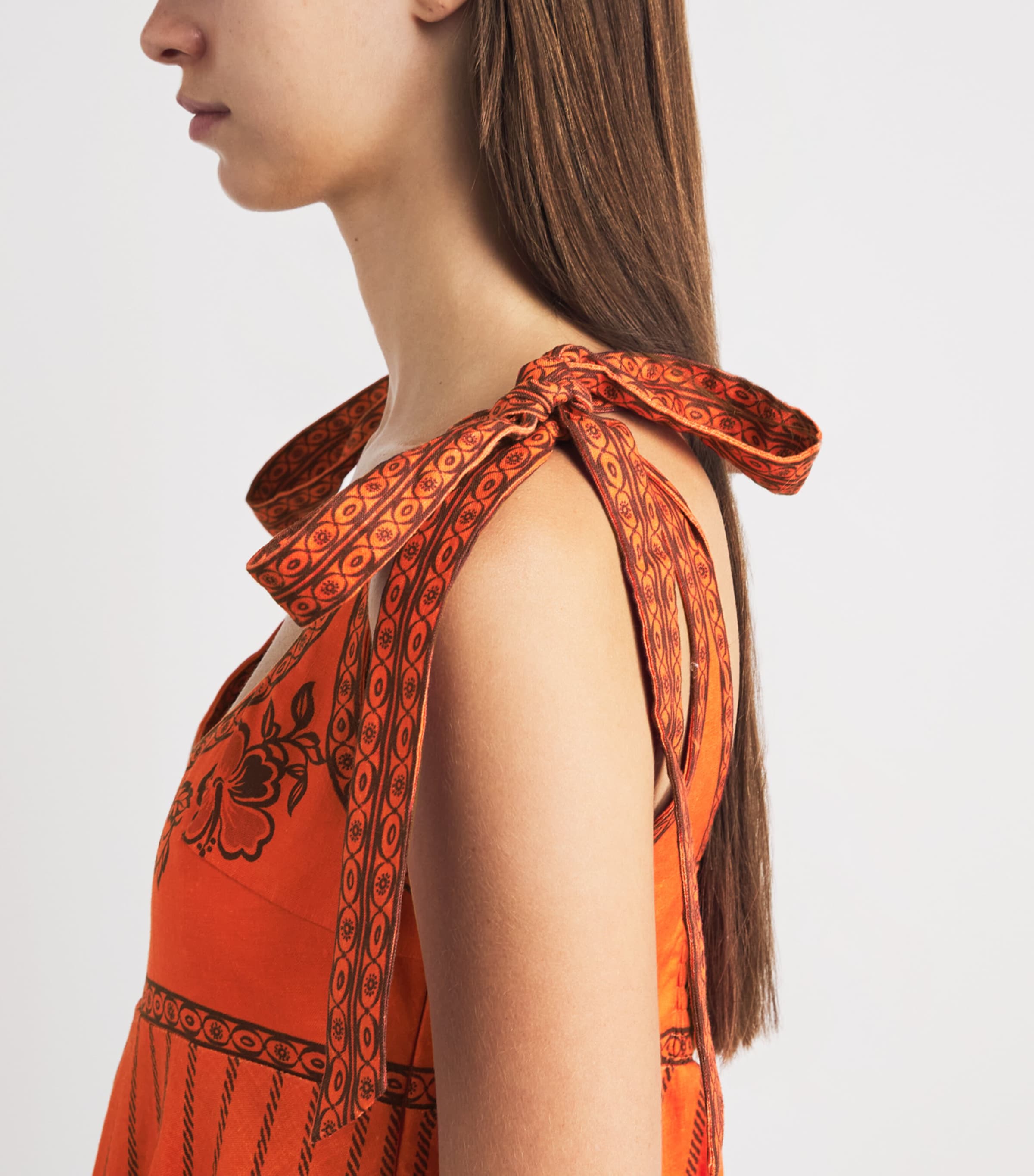 ALEMAIS Womens Linen Boathouse Shift Dress Orange Image 5