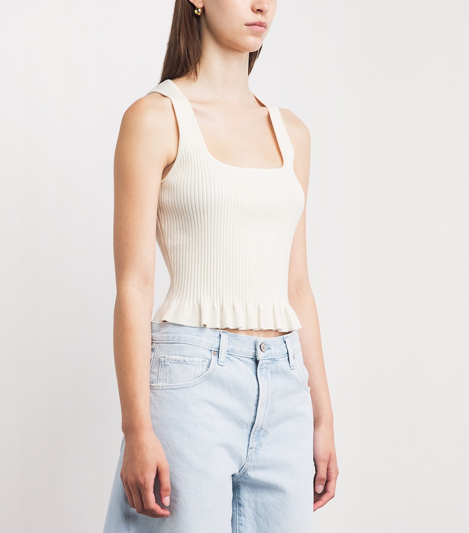 PAIGE Womens Cotton-Blend Bronwyn Tank Top Ivory Image 4