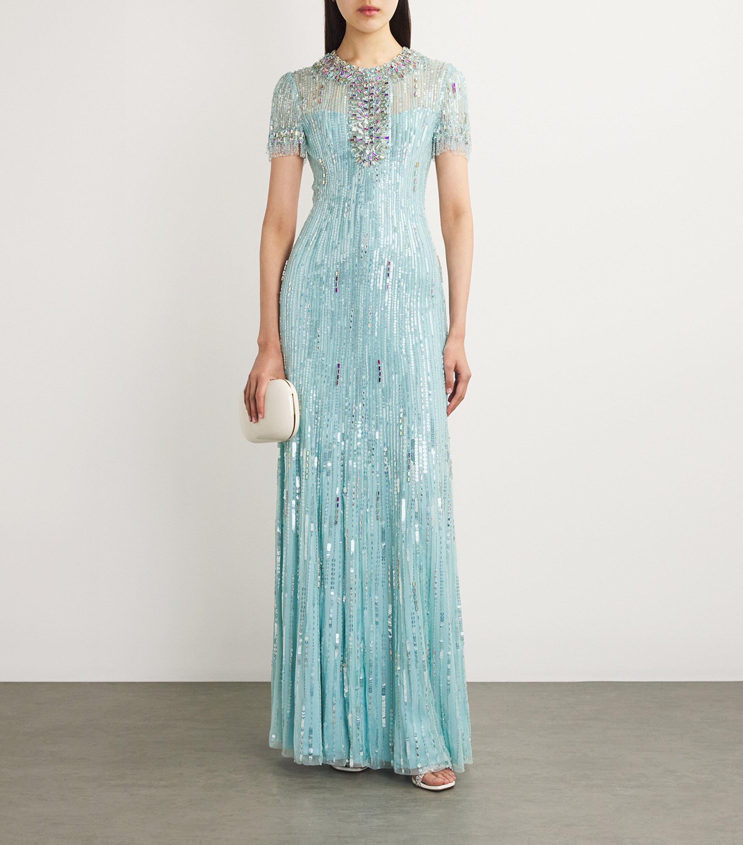 jenny packham light blue dress Jenny Packham Women's Lauretta Embellished Maxi Dress - Blue - Size 18 UK/14 US