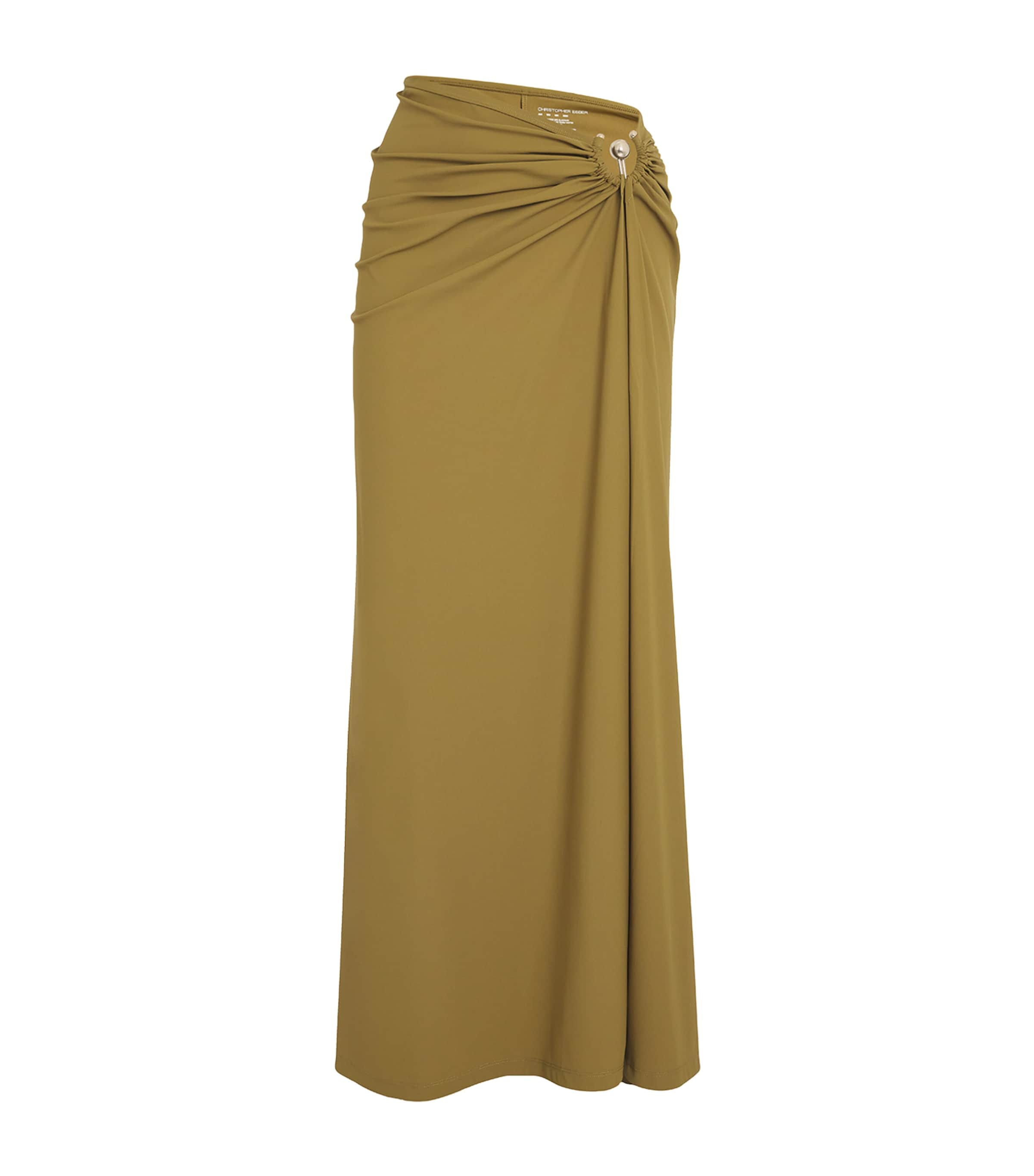 Christopher Esber Ruched Orbit Split Maxi Skirt In Beige