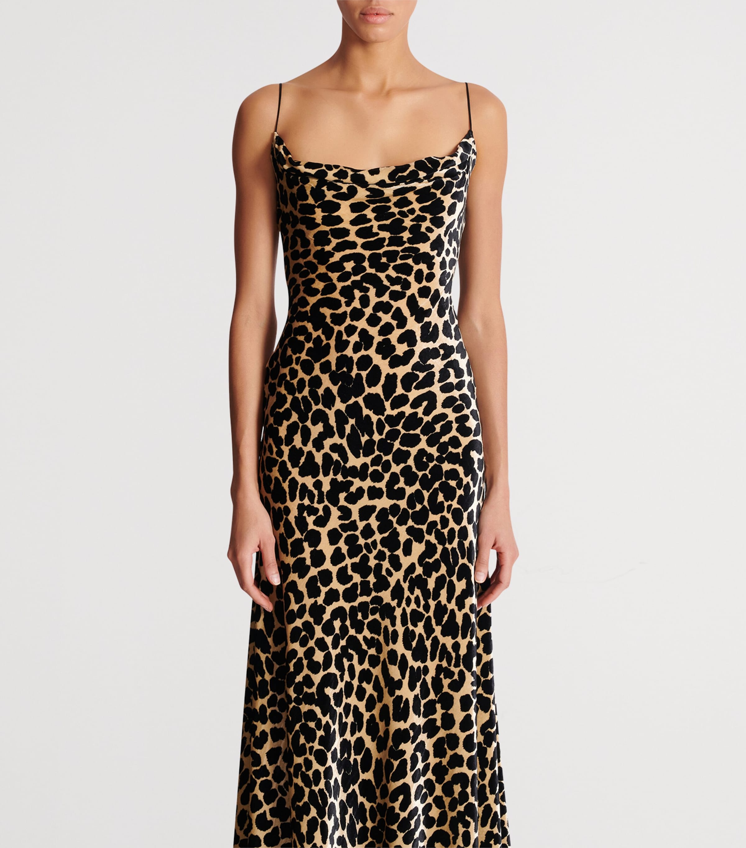Velvet Leopard Print Midi Dress GBA BEIGE/NOIR Image 3