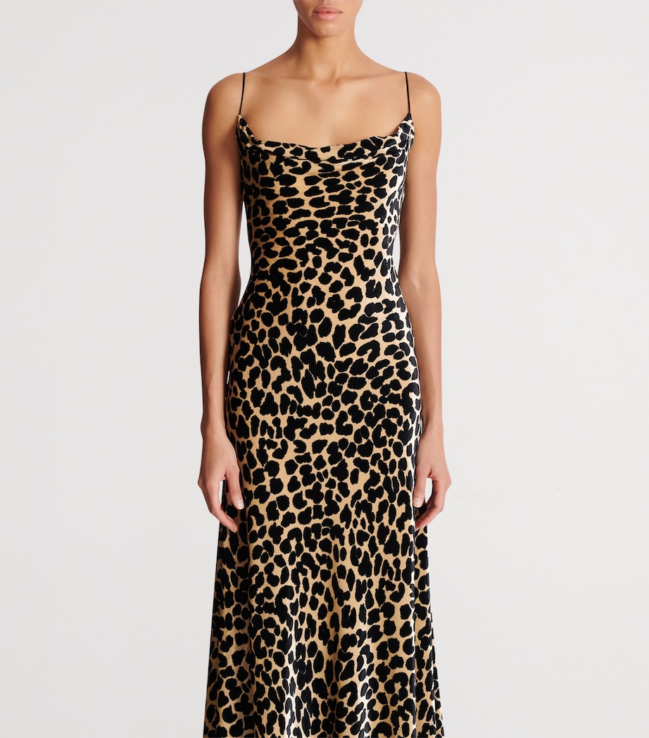 Velvet Leopard Print Midi Dress GBA BEIGE/NOIR Image 3