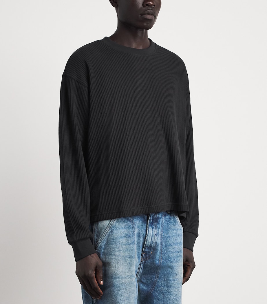 Cherry Los Angeles Mens Cotton-Blend Waffle-Knit Sweater Black Image 4