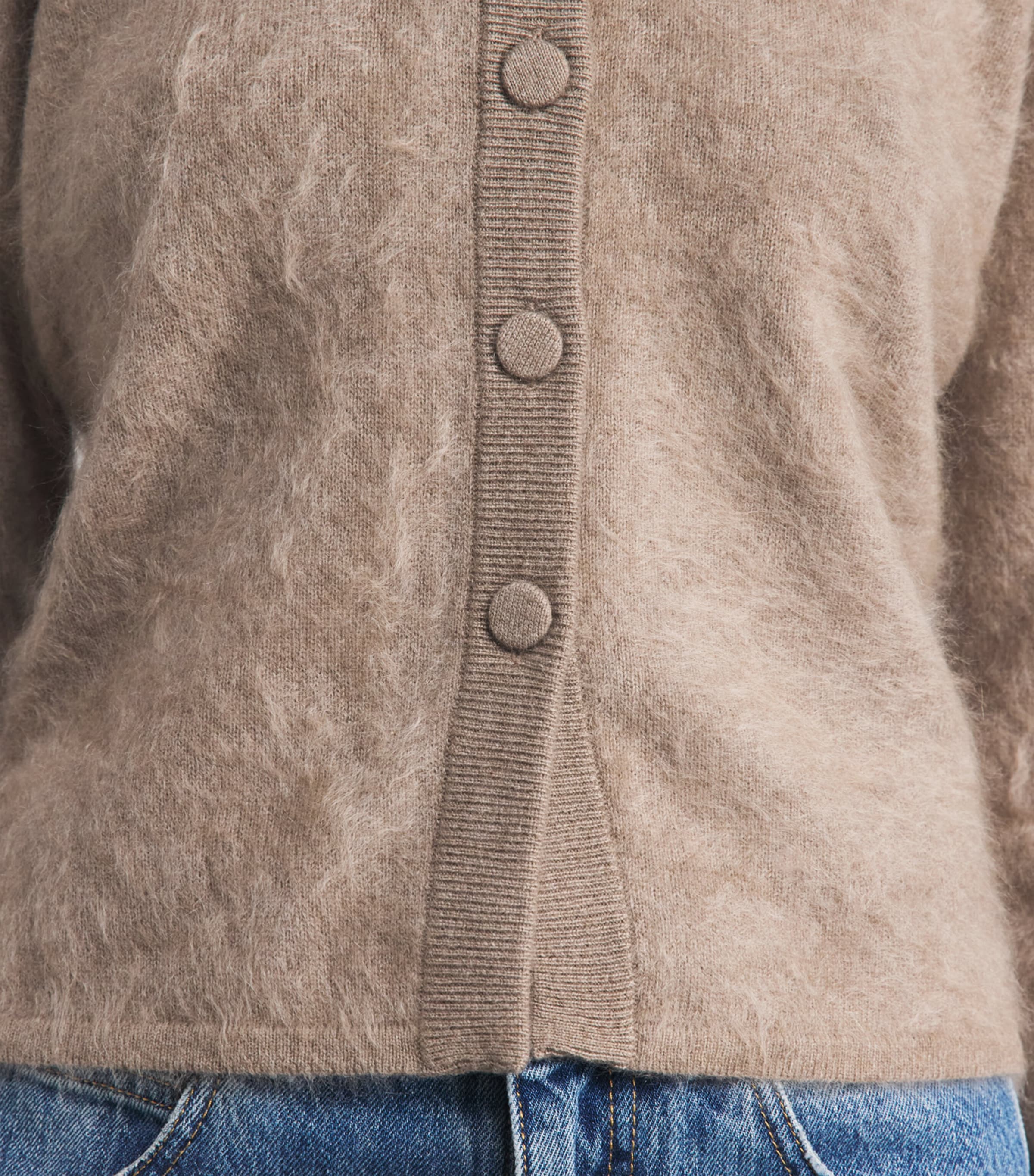 Toccin Womens Cashmere Mariah Cardigan Taupe Melange Image 3