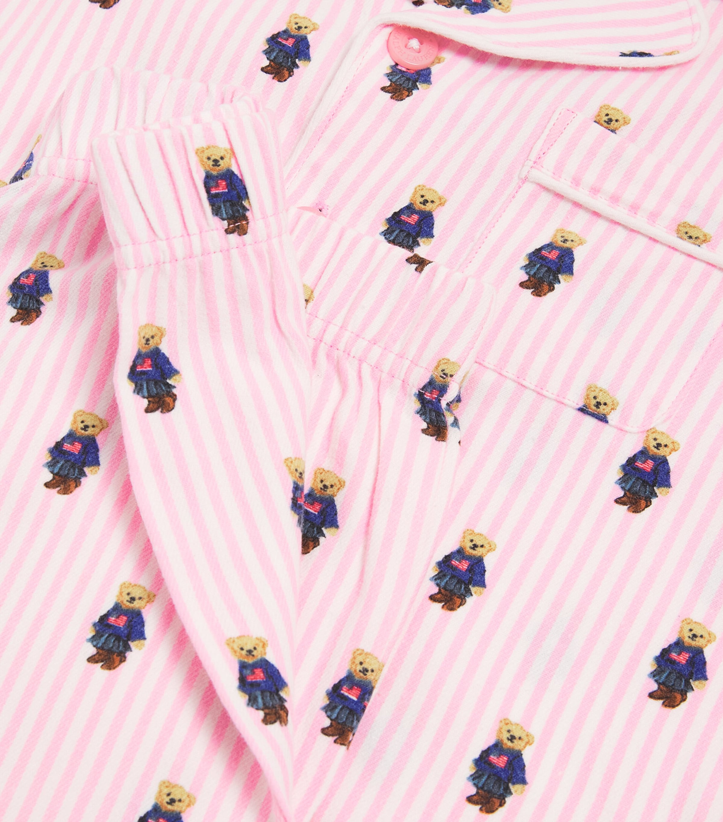 Cotton Polo Bear Pyjama Set (4-7 Years) WHITE/CARMEL PINK Image 3