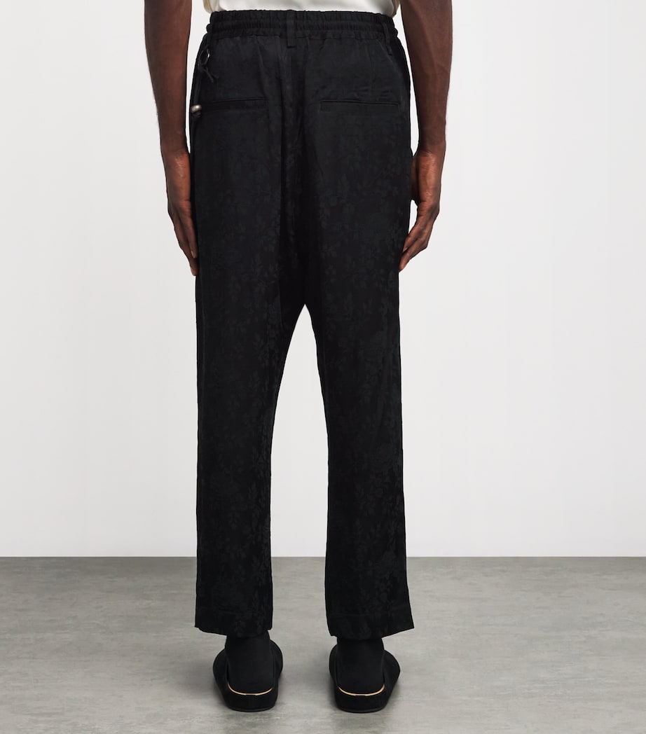 Song For The Mute Mens Cotton Floral-Jacquard Lounge Trousers Black Image 4