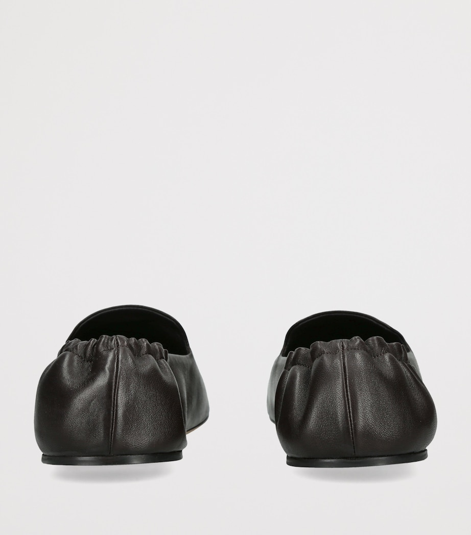 The Row Casa Leather Slippers Dark Brown Image 4
