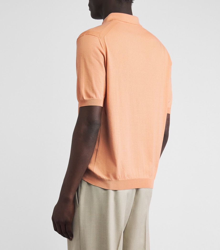 Paul & Shark Mens Silk-Cotton Polo Shirt Apricot Wash Image 5