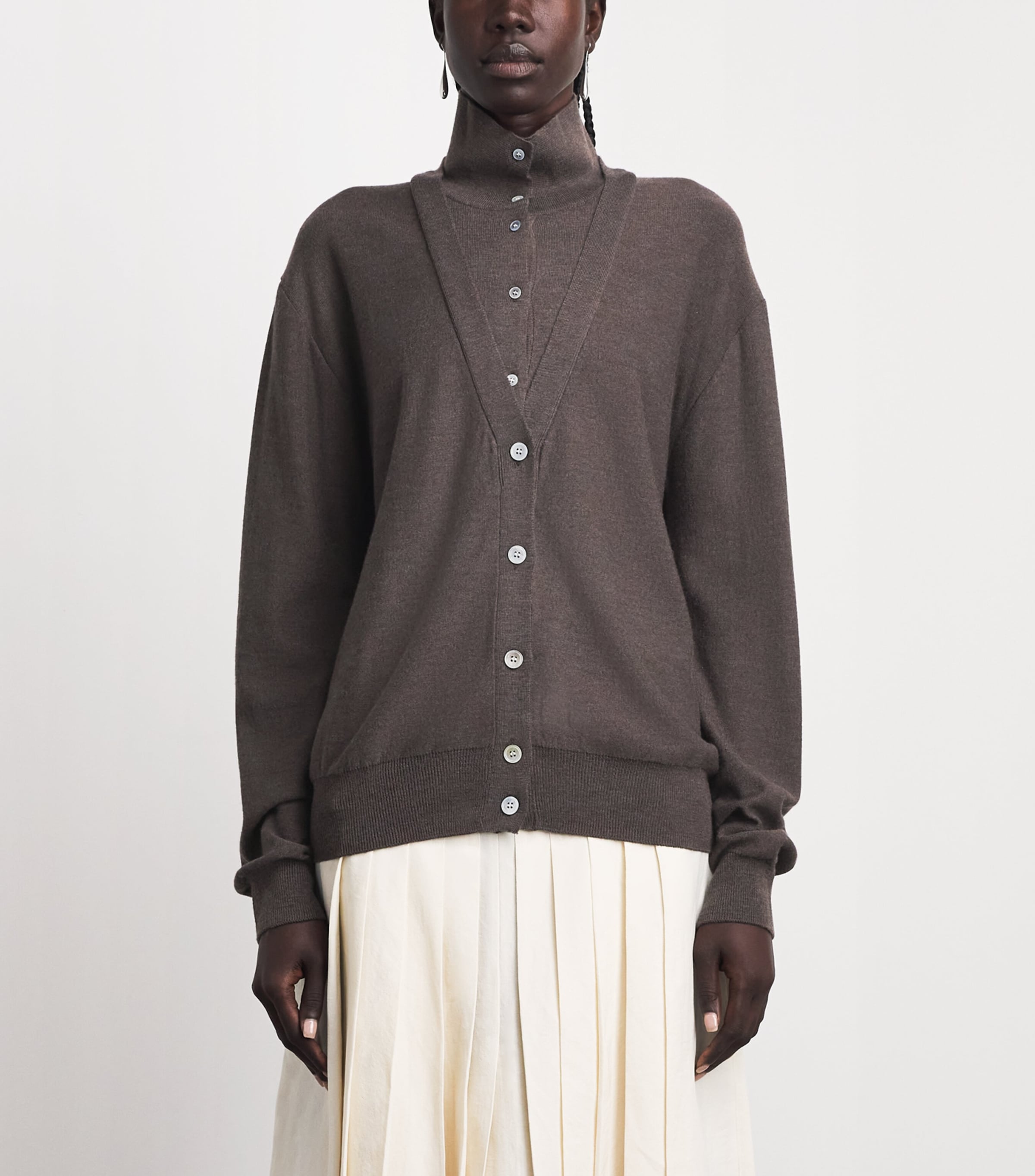 Source Unknown Womens Layered Fabbie Cardigan Br Image 4