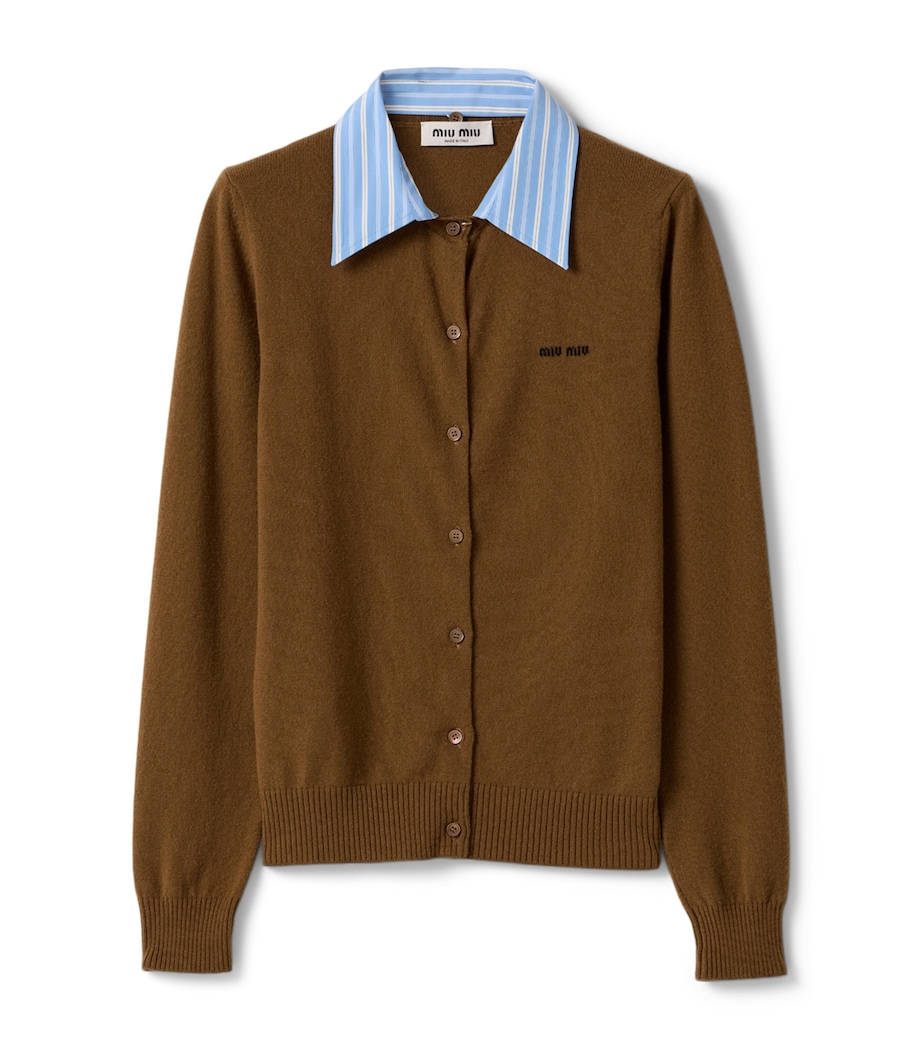 Cashmere Detachable-Collar Cardigan F0YVO Image 1