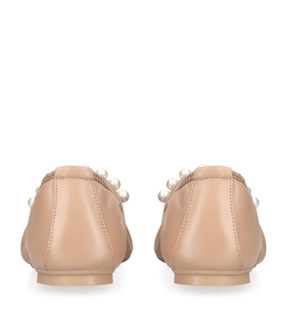 Stuart Weitzman Pearl-Embellished Goldie Ballet Flats Tan Image 2