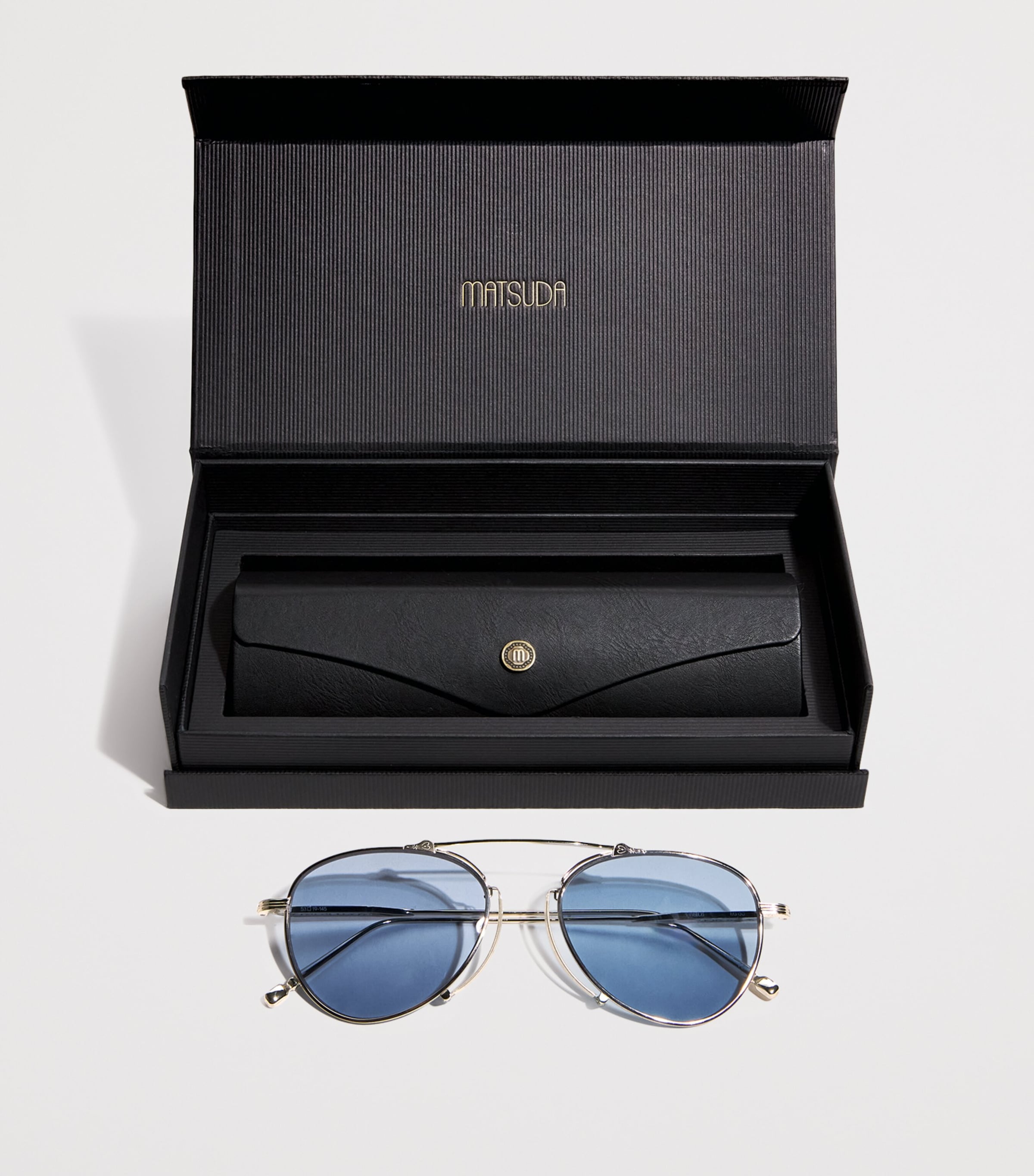 Matsuda M3130 Aviator Sunglasses Pldm Wht Coblt Blu Image 4