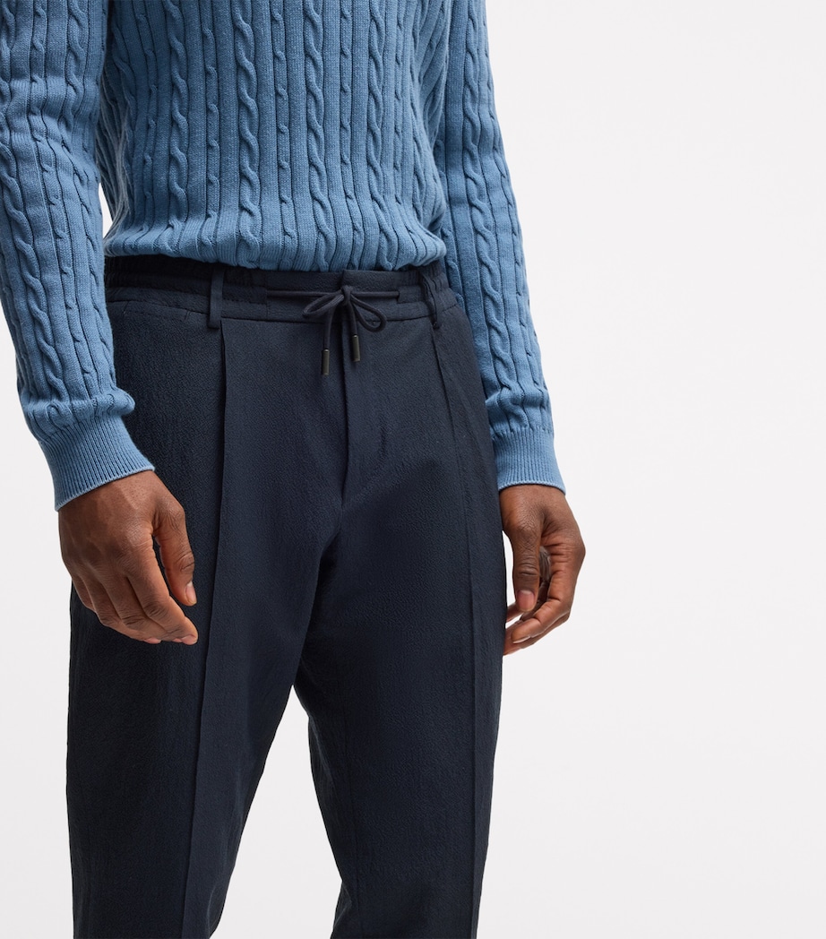 Wool-Blend Seersucker Drawstring Tailored Trousers 404 Image 4