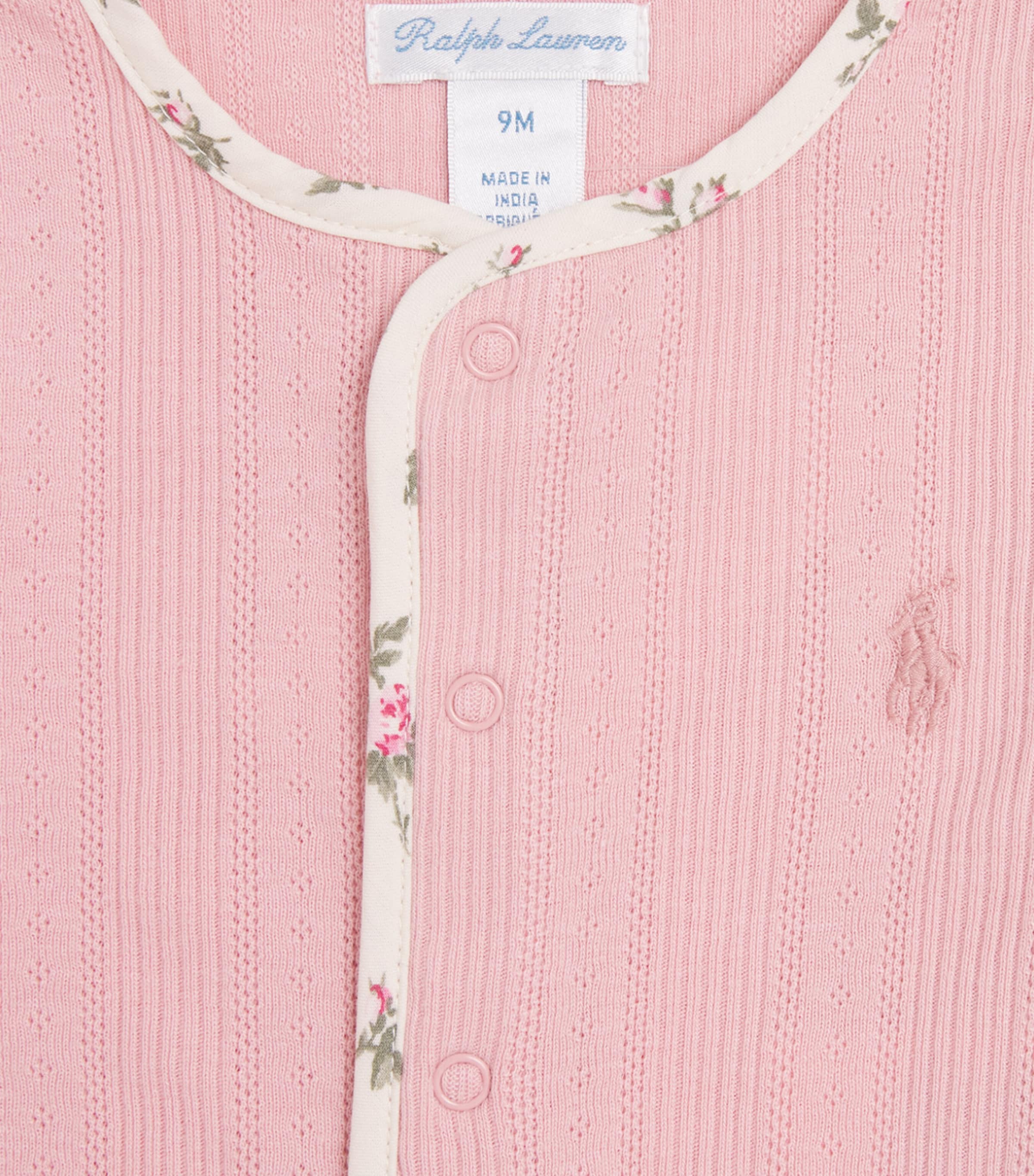 Ralph Lauren Kids Pointelle All-In-One, Hat and Bib Set (0-9 Months) Adirondack Rose Image 3