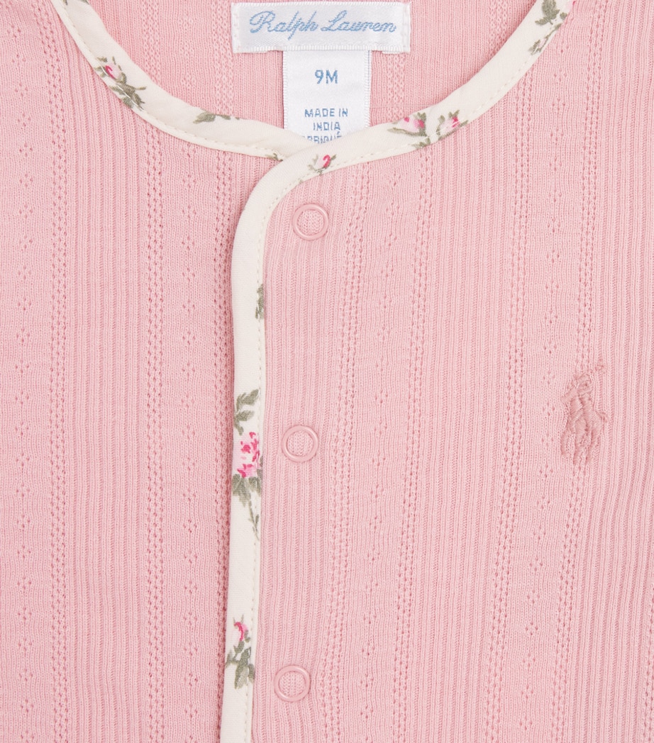 Ralph Lauren Kids Pointelle All-In-One, Hat and Bib Set (0-9 Months) Adirondack Rose Image 3