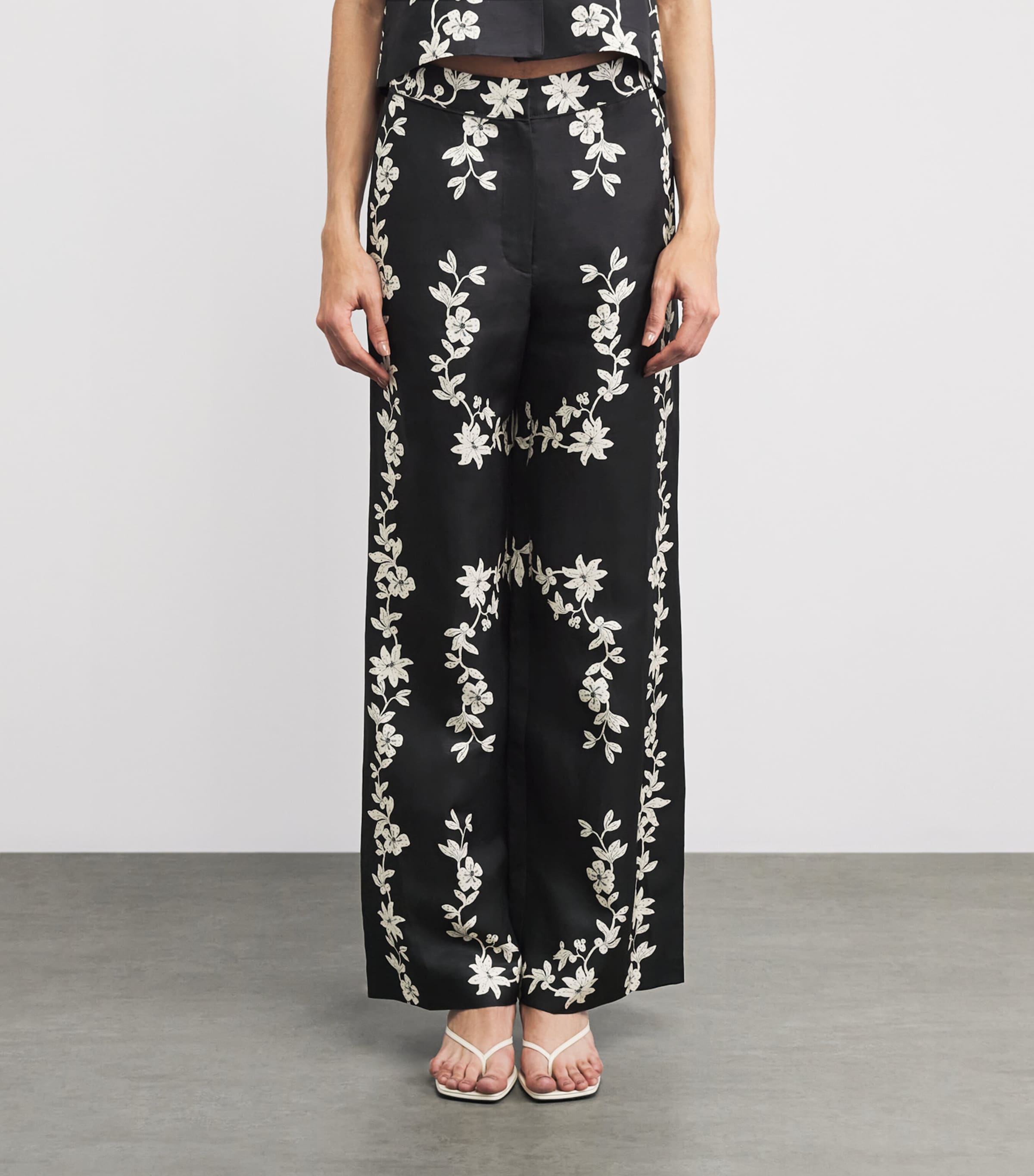 Claudie Pierlot Womens Floral Wide-Leg Tailored Trousers Dark Print Image 4