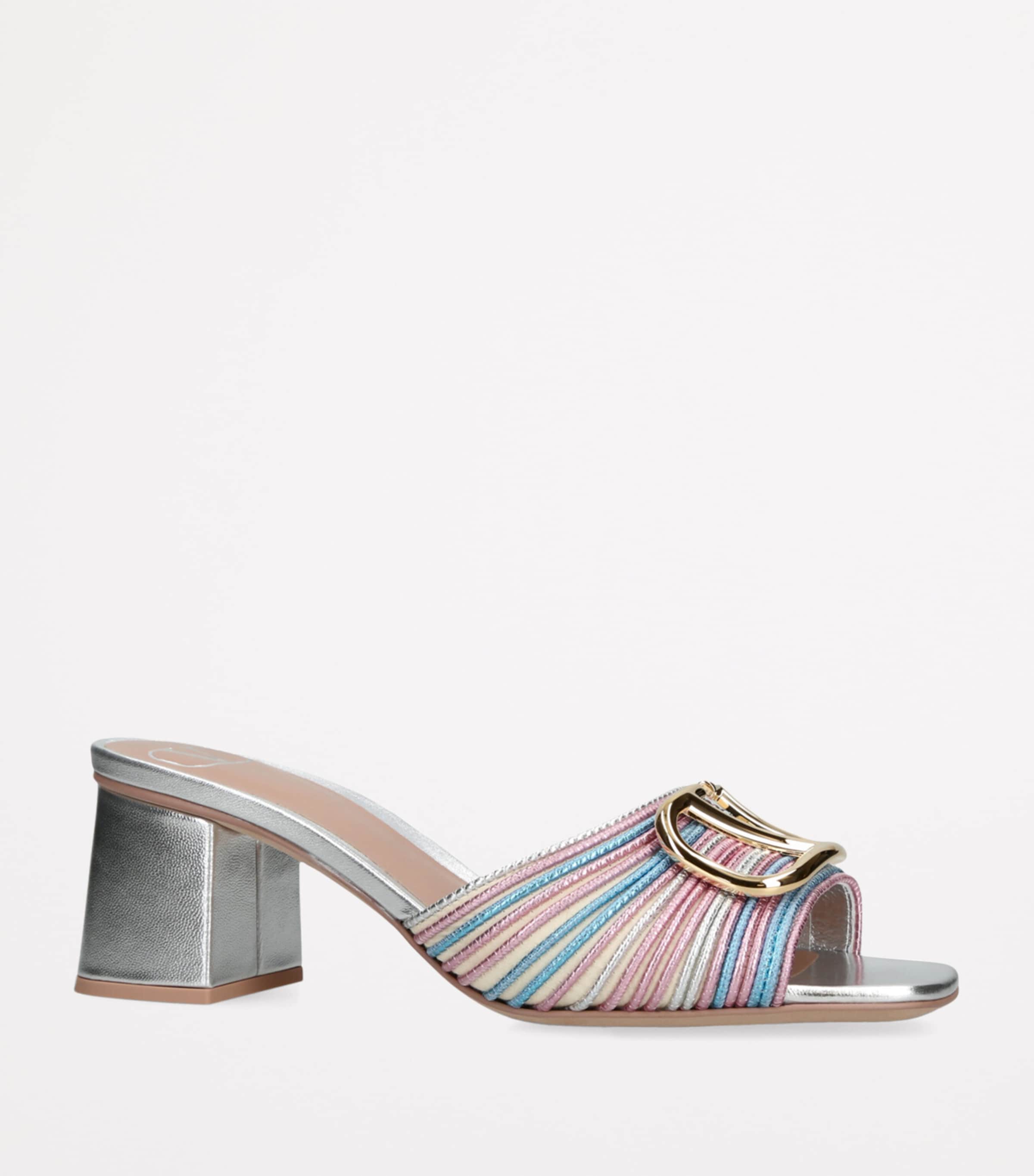 Valentino Garavani Metallic Leather Cornely Heeled Mules 60 Gold Comb Image 3