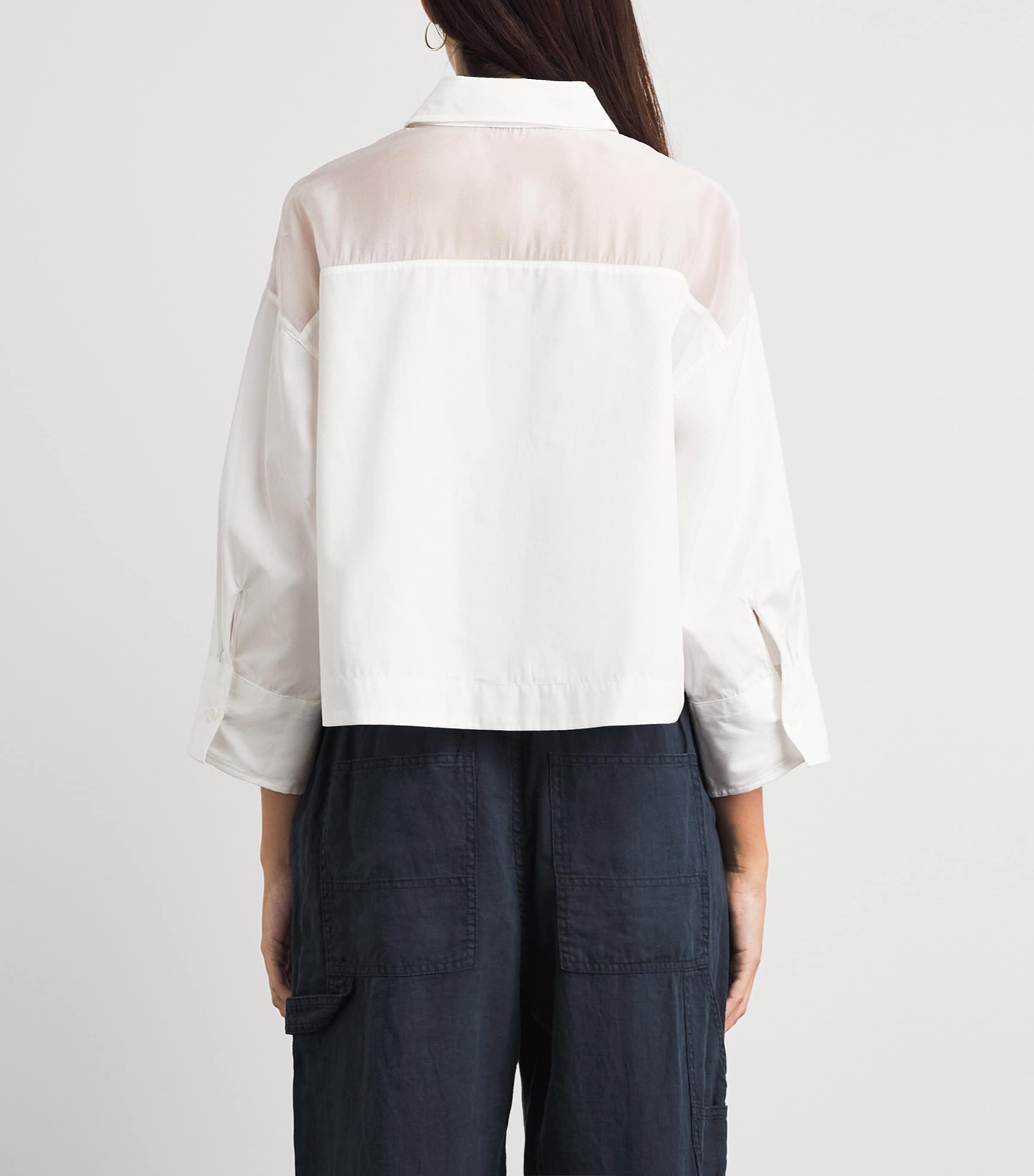 Rag & Bone Womens Poplin-Organza Elly Shirt White Image 5