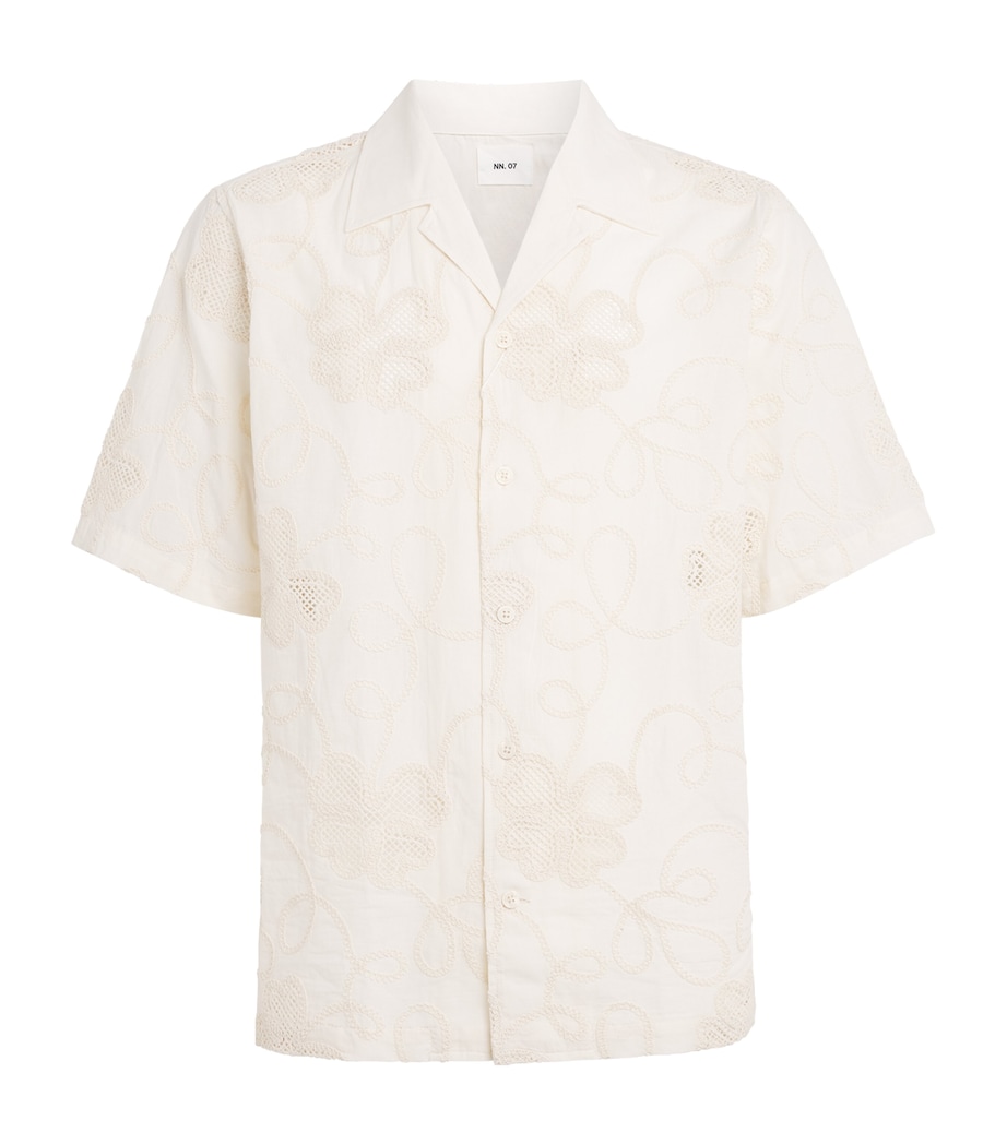 NN.07 Mens Organic Cotton Embroidered Ben Shirt Ivory Image 1