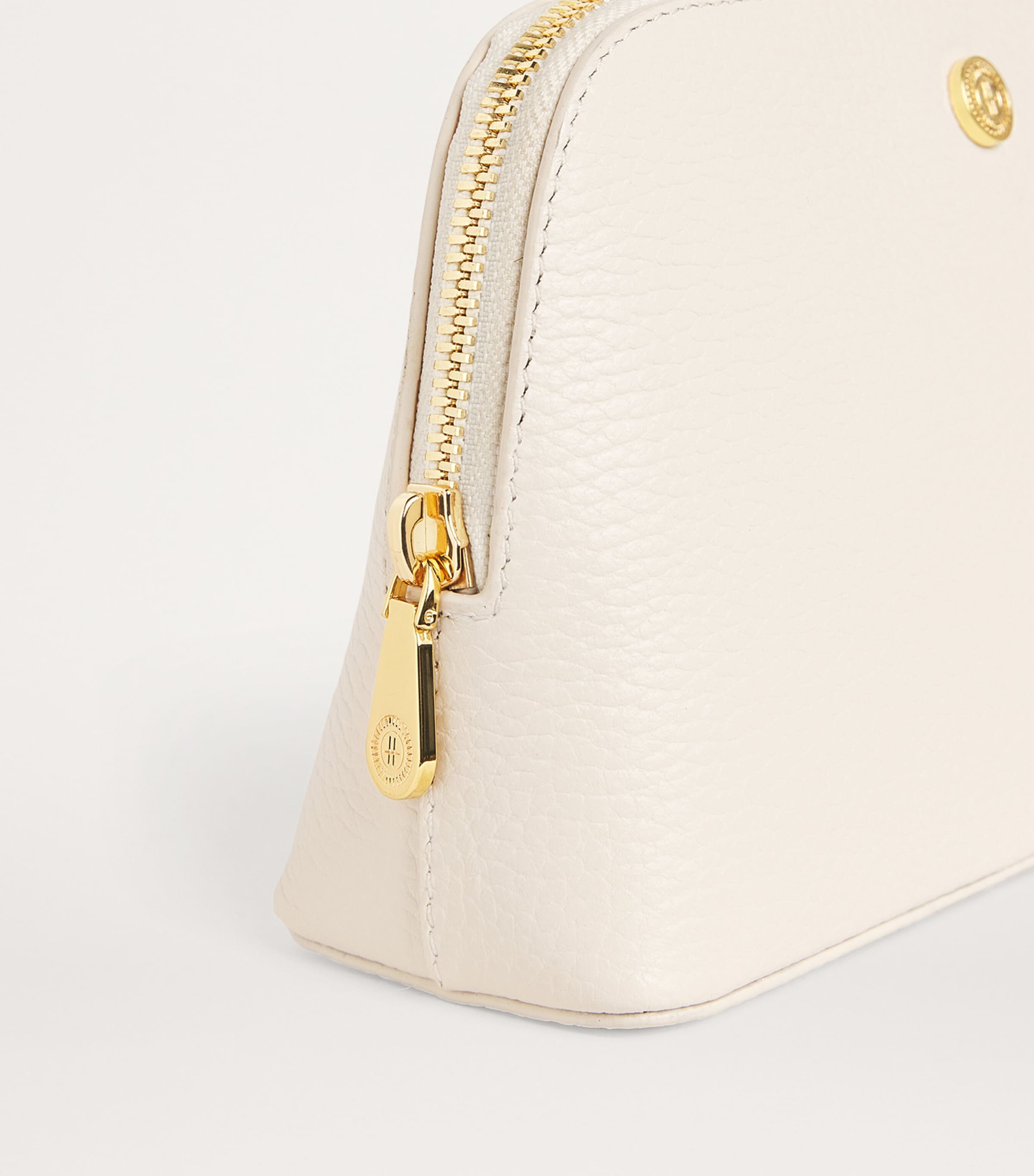 Small Pebbled Leather Cosmetics Bag BIRCH Image 3