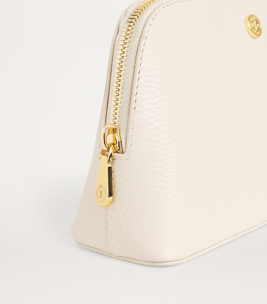 Small Pebbled Leather Cosmetics Bag BIRCH Image 3