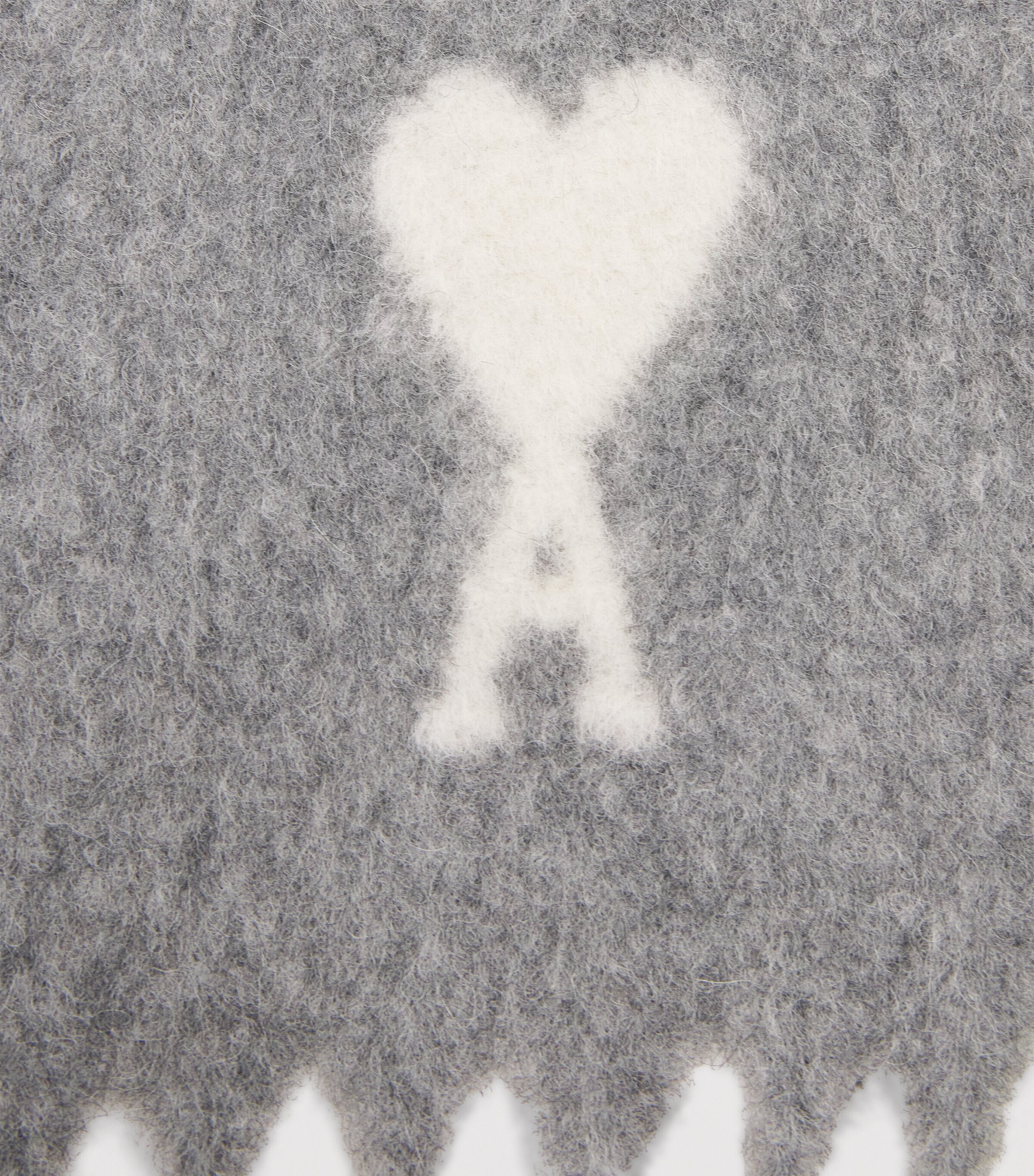 AMI Paris Alpaca-Blend Ami de Coeur Scarf Gris Image 4