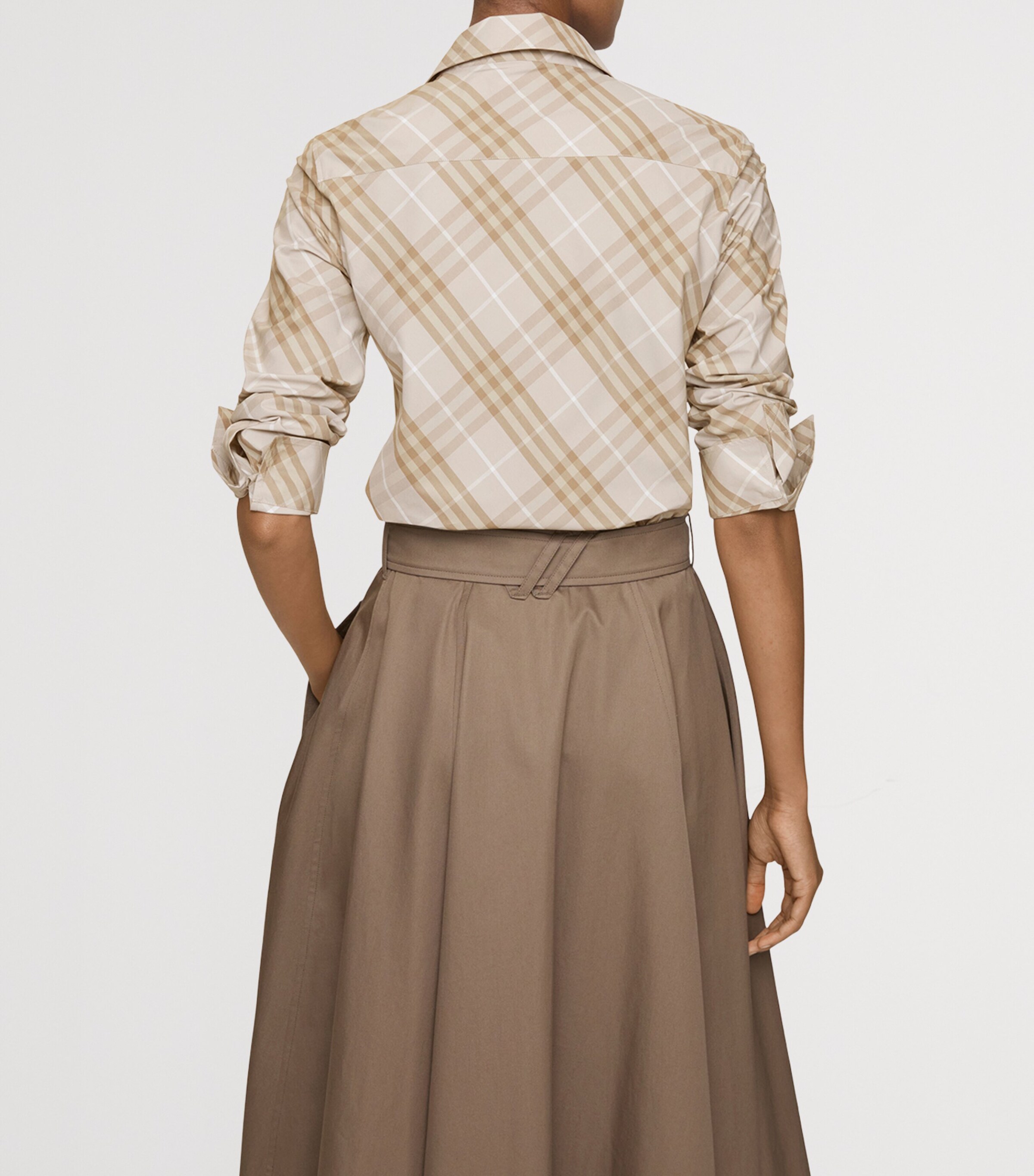 Cotton Slim Check Shirt STONE GREY IP CHECK Image 3