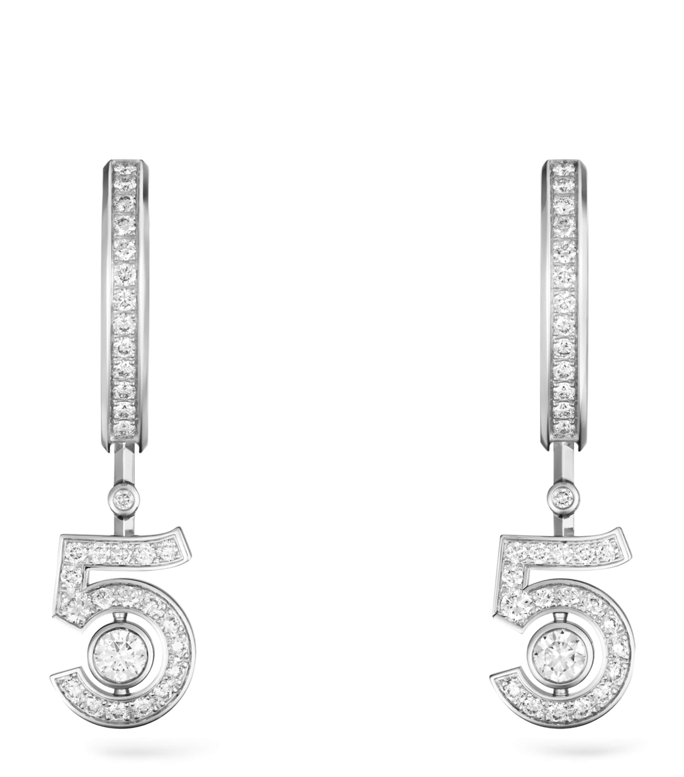 CHANEL White Gold and Diamond Eternal N°5 Drop Earrings White Gold Image 1