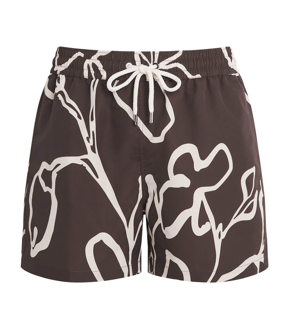 Frescobol Carioca Mens Printed Rio Swim Shorts Cacao Image 1