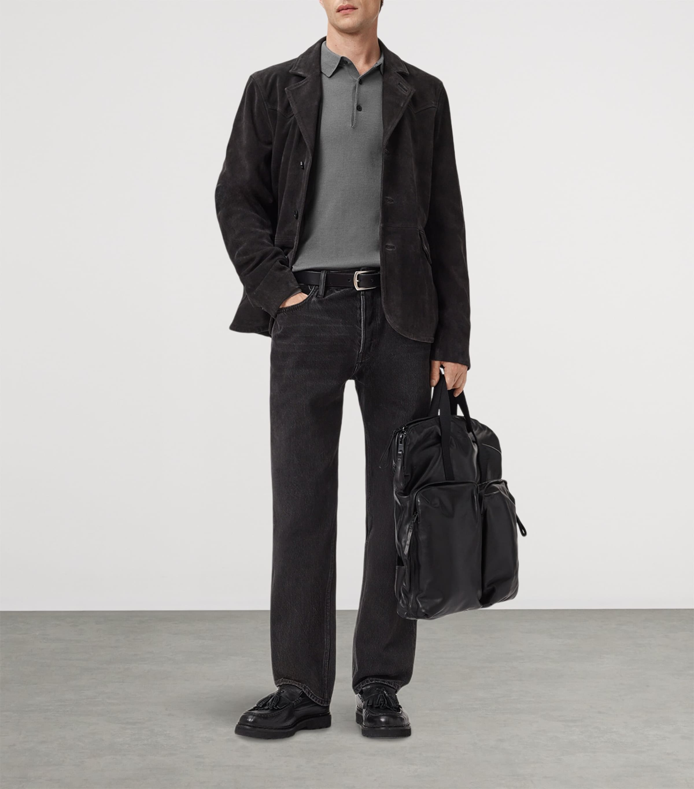 Merino Wool Mode Polo Shirt ASHER GREY Image 3