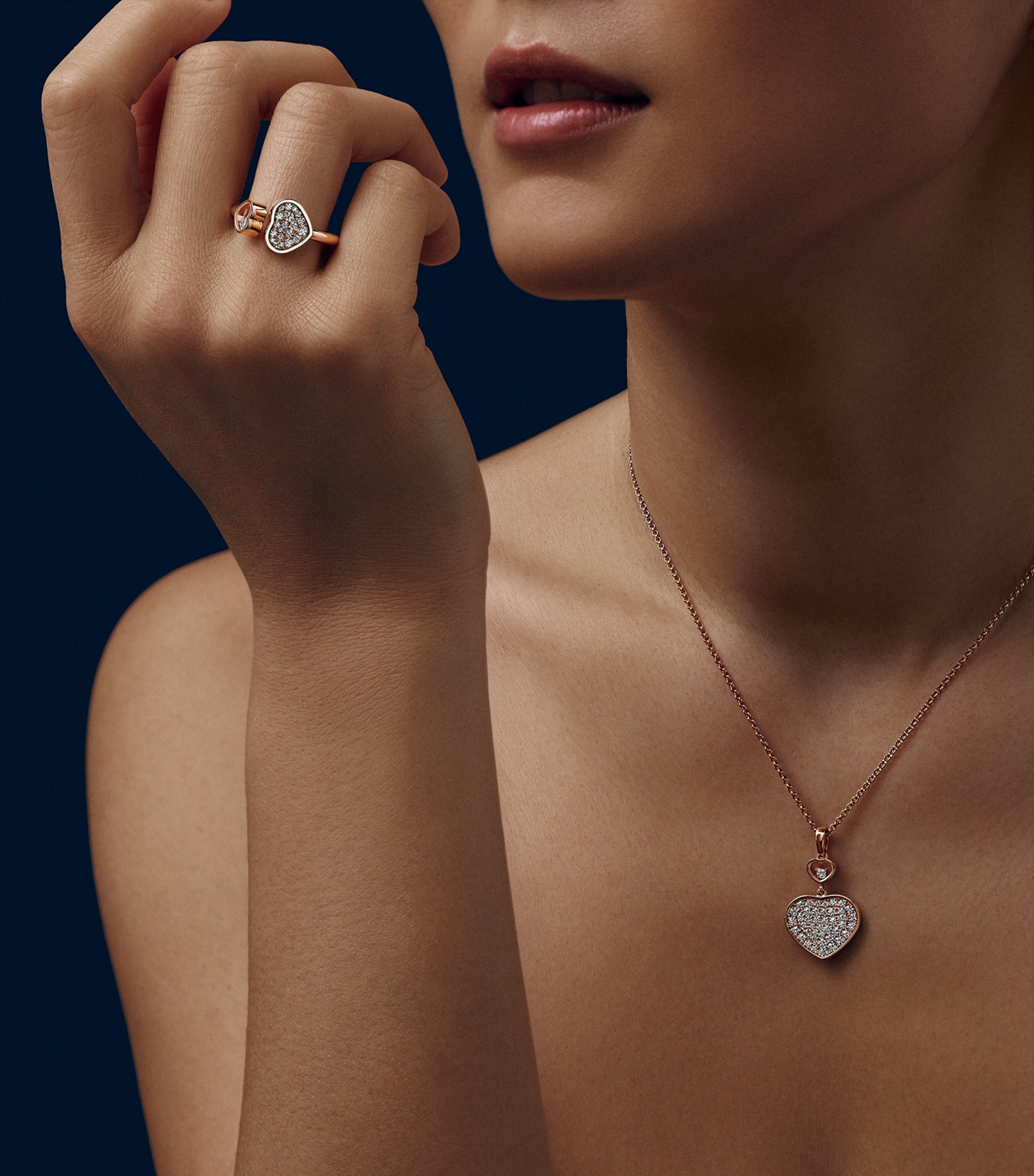 Rose Gold And Diamond Happy Hearts Pendant 18K ROSE GOLD Image 4