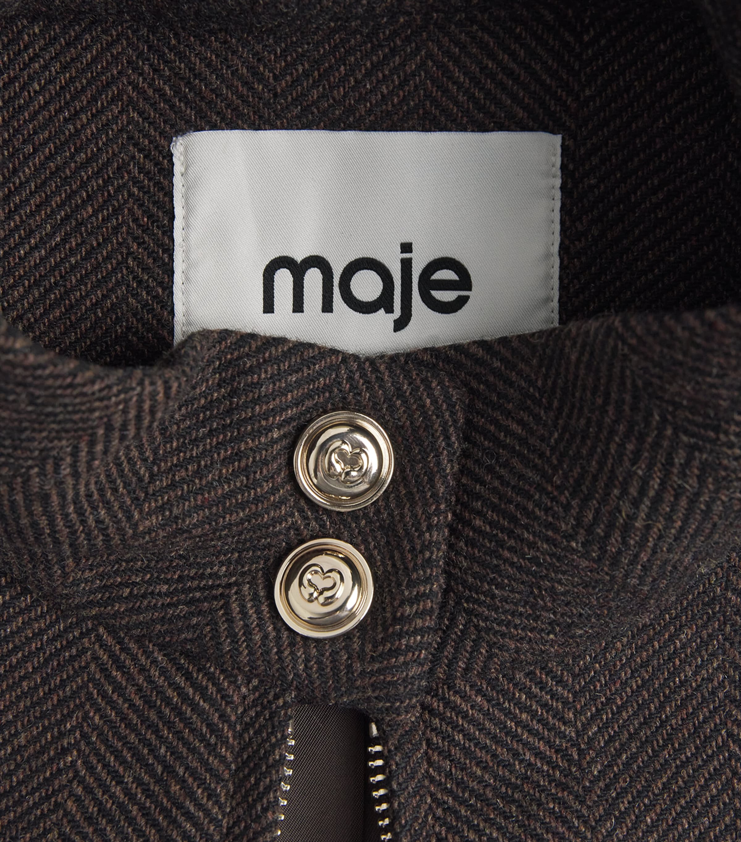 Maje Womens Wool-Blend Oversized Jacket Dark Brown Image 6