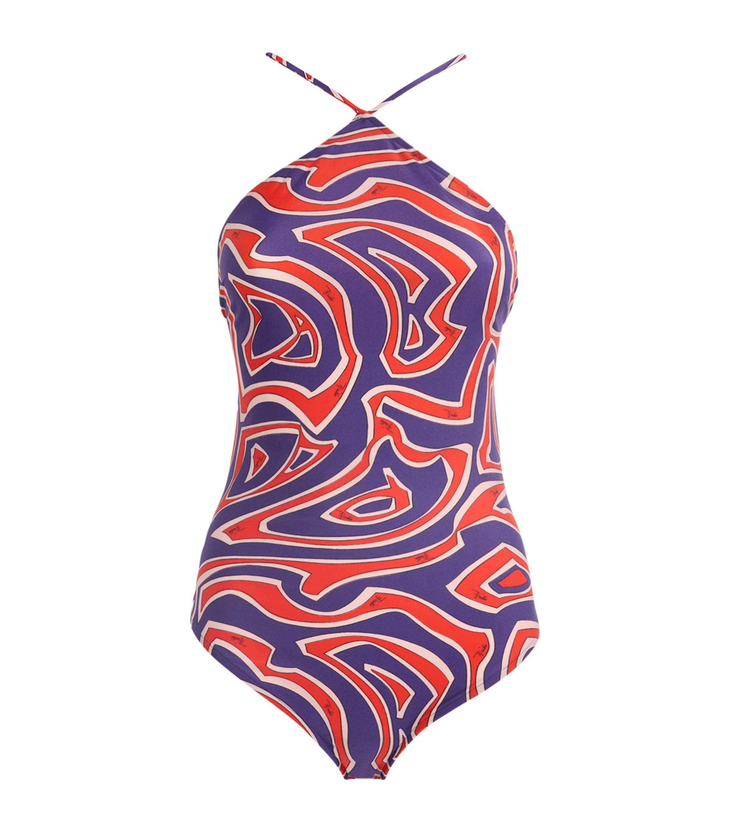 Pucci Halterneck Labirinto Swimsuit In Multi