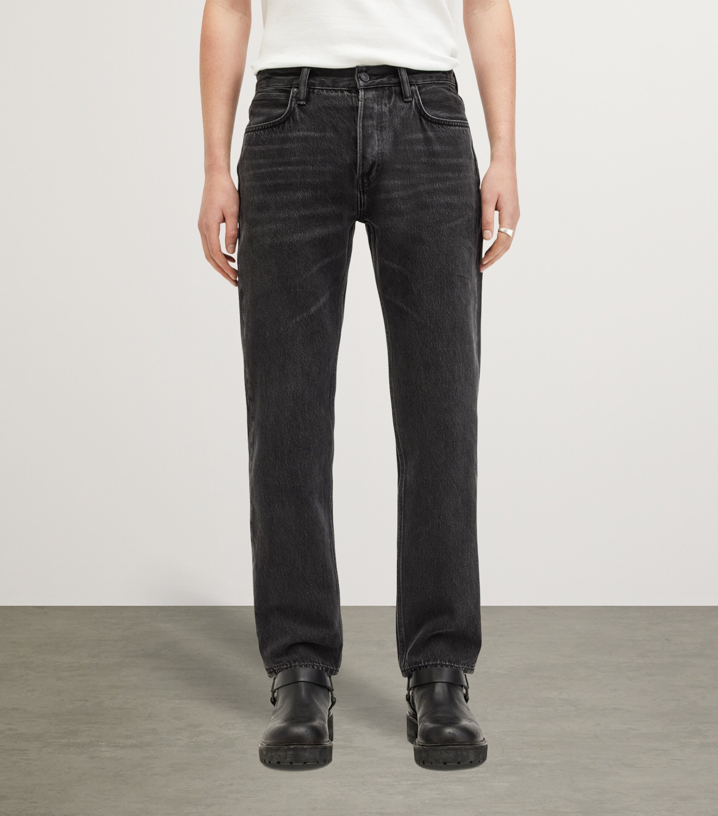 AllSaints Mens Reid Straight Jeans Black Image 5
