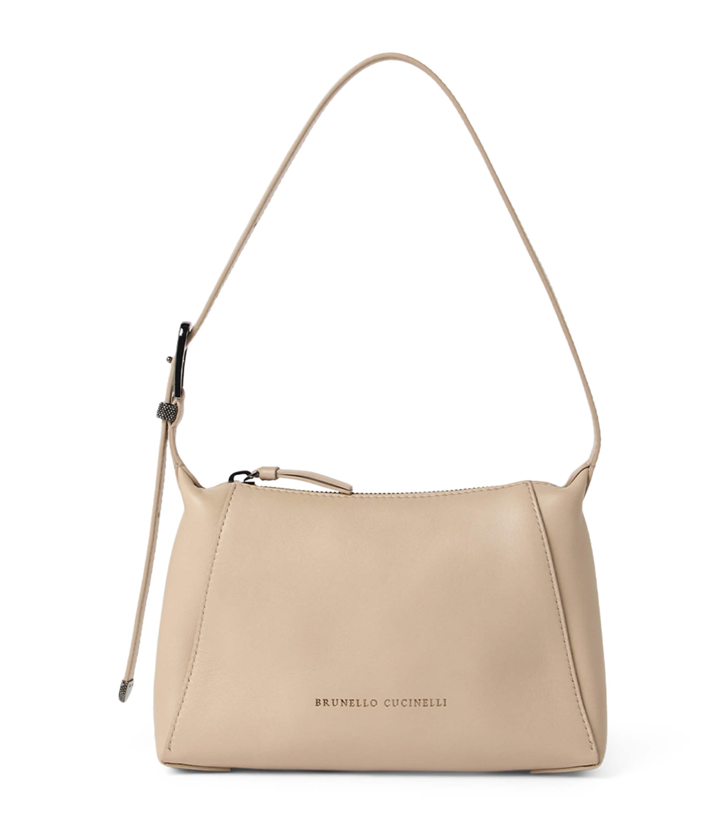 Brunello Cucinelli Leather Bc Duo Shoulder Bag In Beige