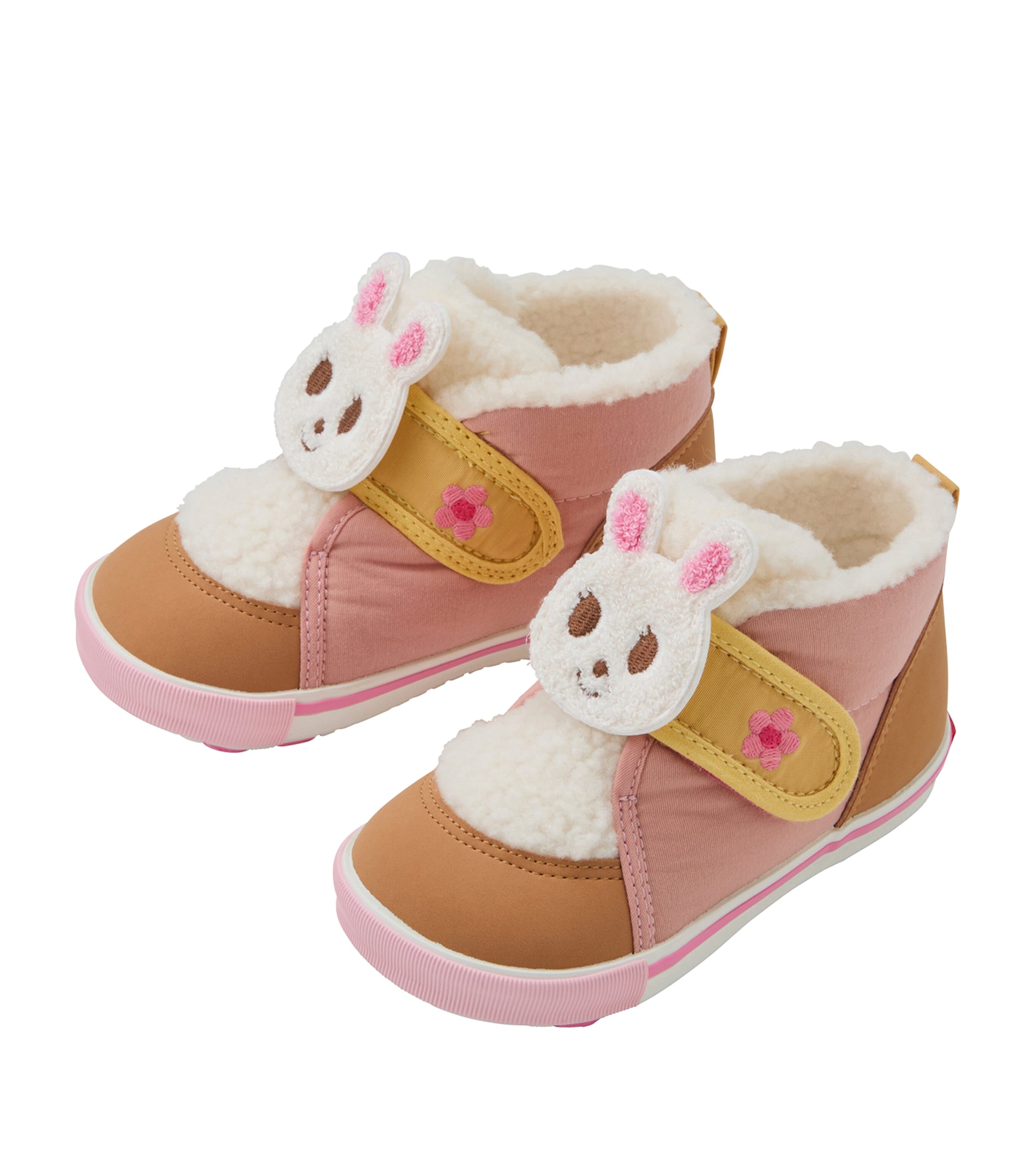 Miki House Kids' Fleece-trim Bunny Trainers In Pink
