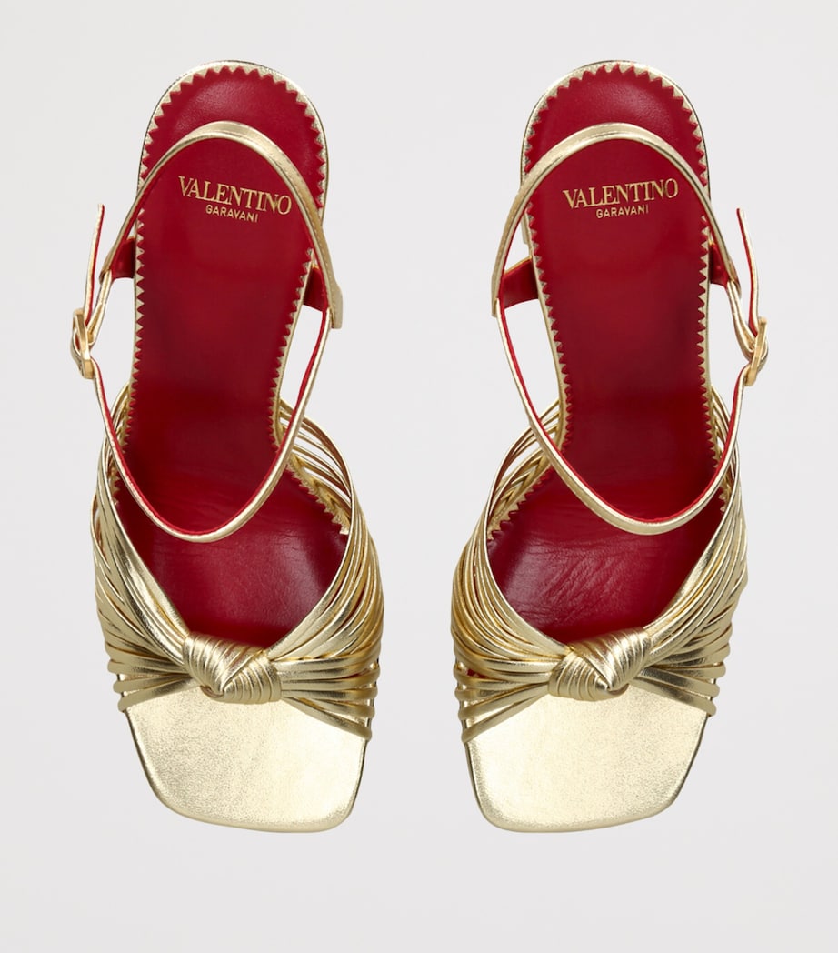 Valentino Garavani Leather Annet Heeled Sandals 90 Gold Image 4