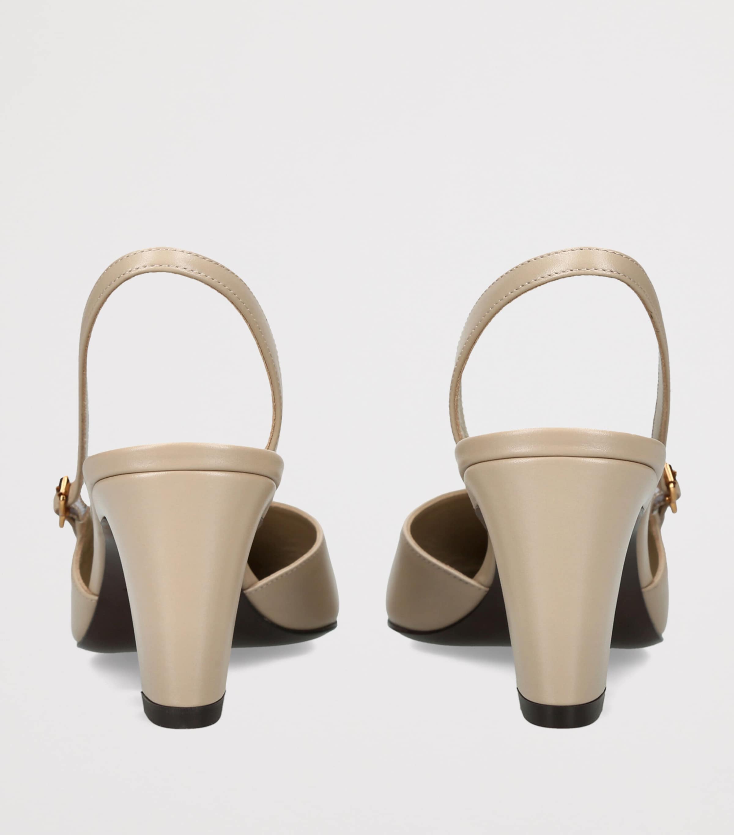 Herbert Levine Leather Ask Around Slingback Heels 65 Beige Image 4