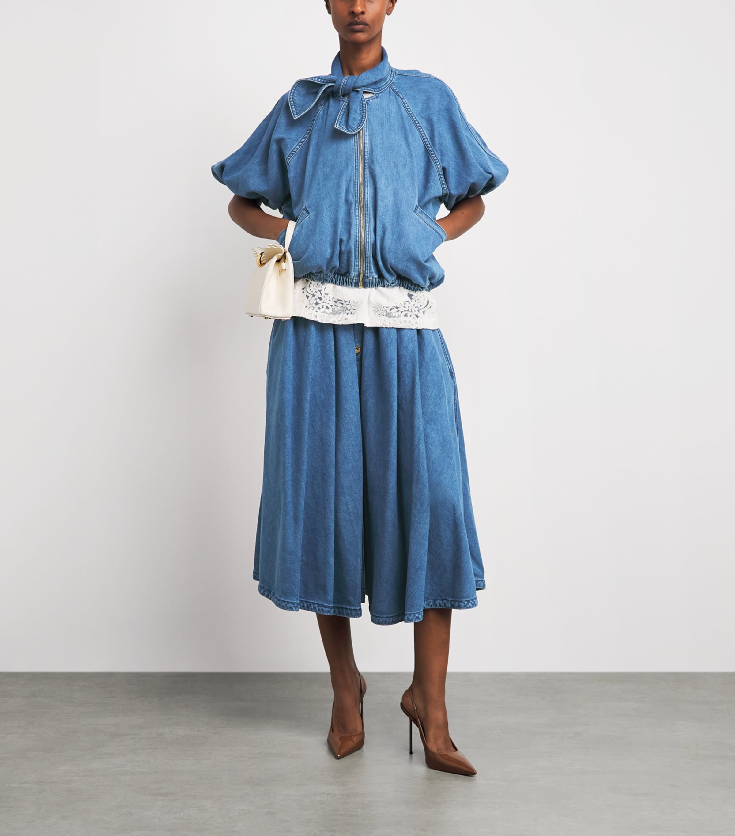 Patou Blue Blouson-Sleeve Denim Jacket | Harrods US